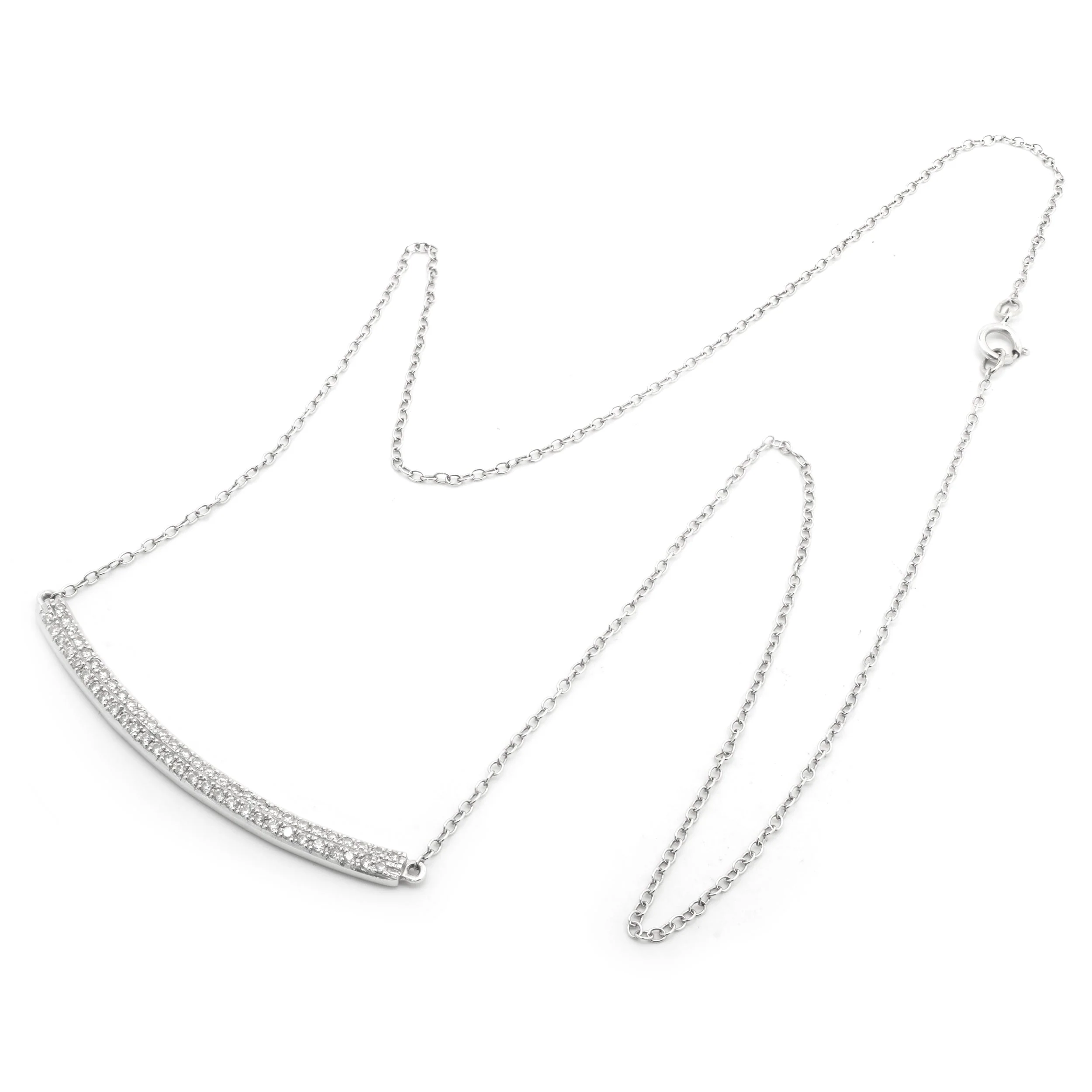 14 Karat White Gold Diamond Bar Necklace - Image 3