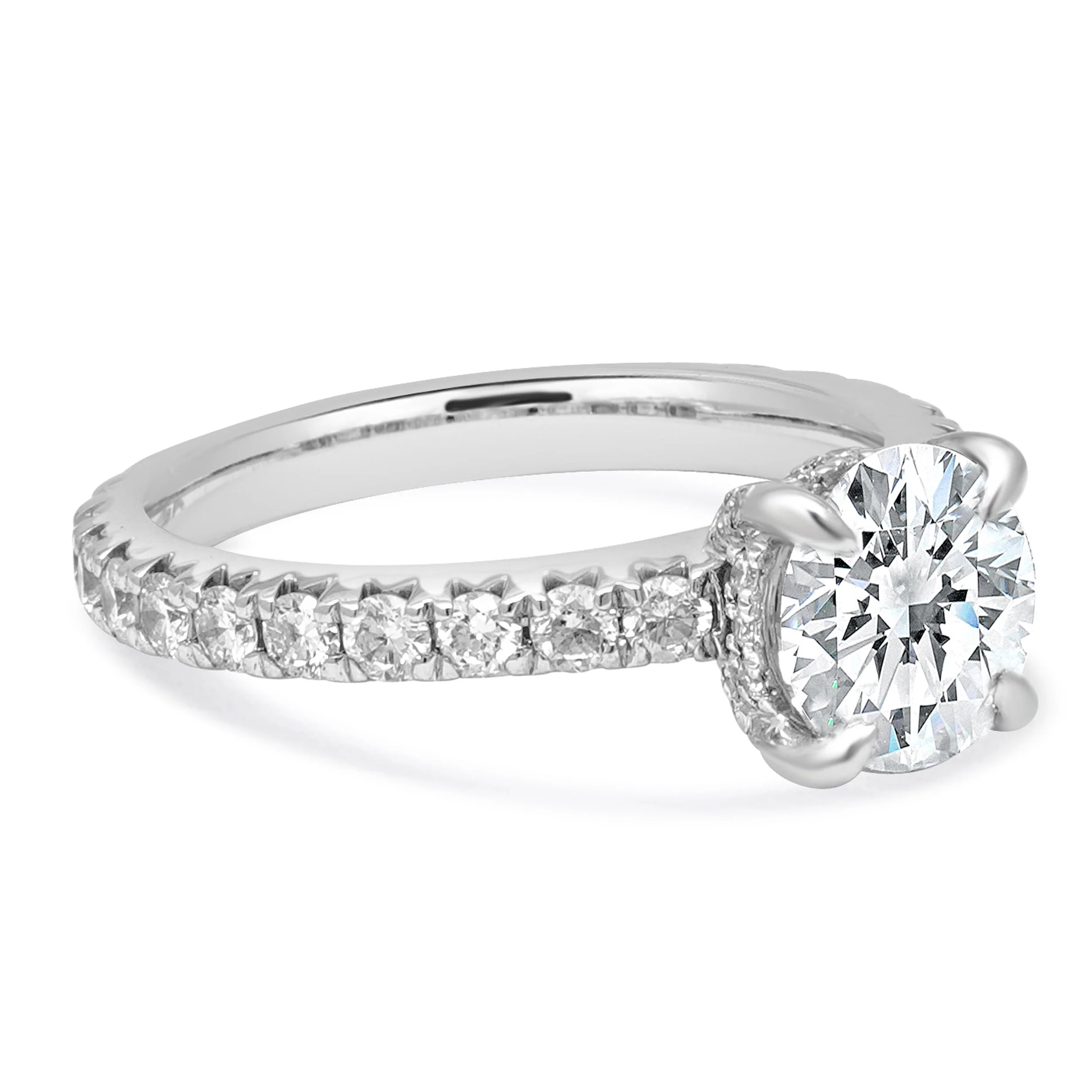 14 Karat White Gold Diamond Engagement Ring w/Hidden Halo - Image 2