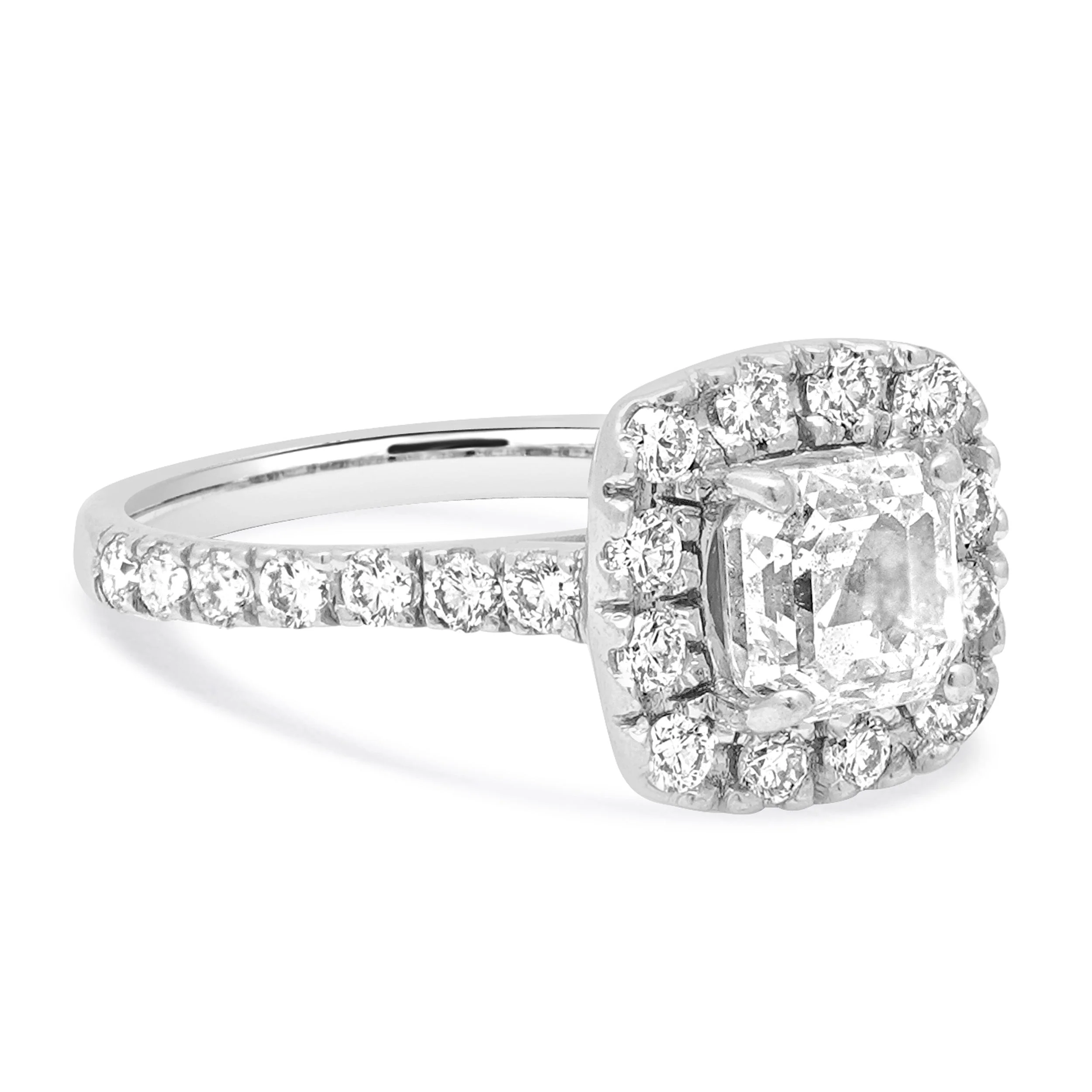 14 Karat White Gold Diamond Halo Engagement Ring - Image 4