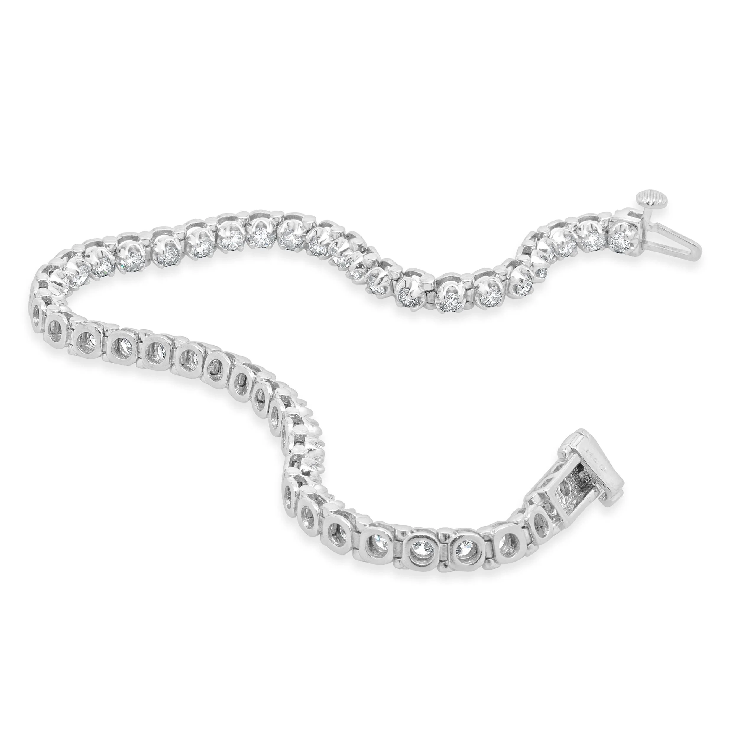 14 Karat White Gold Diamond Inline Tennis Bracelet - Image 3