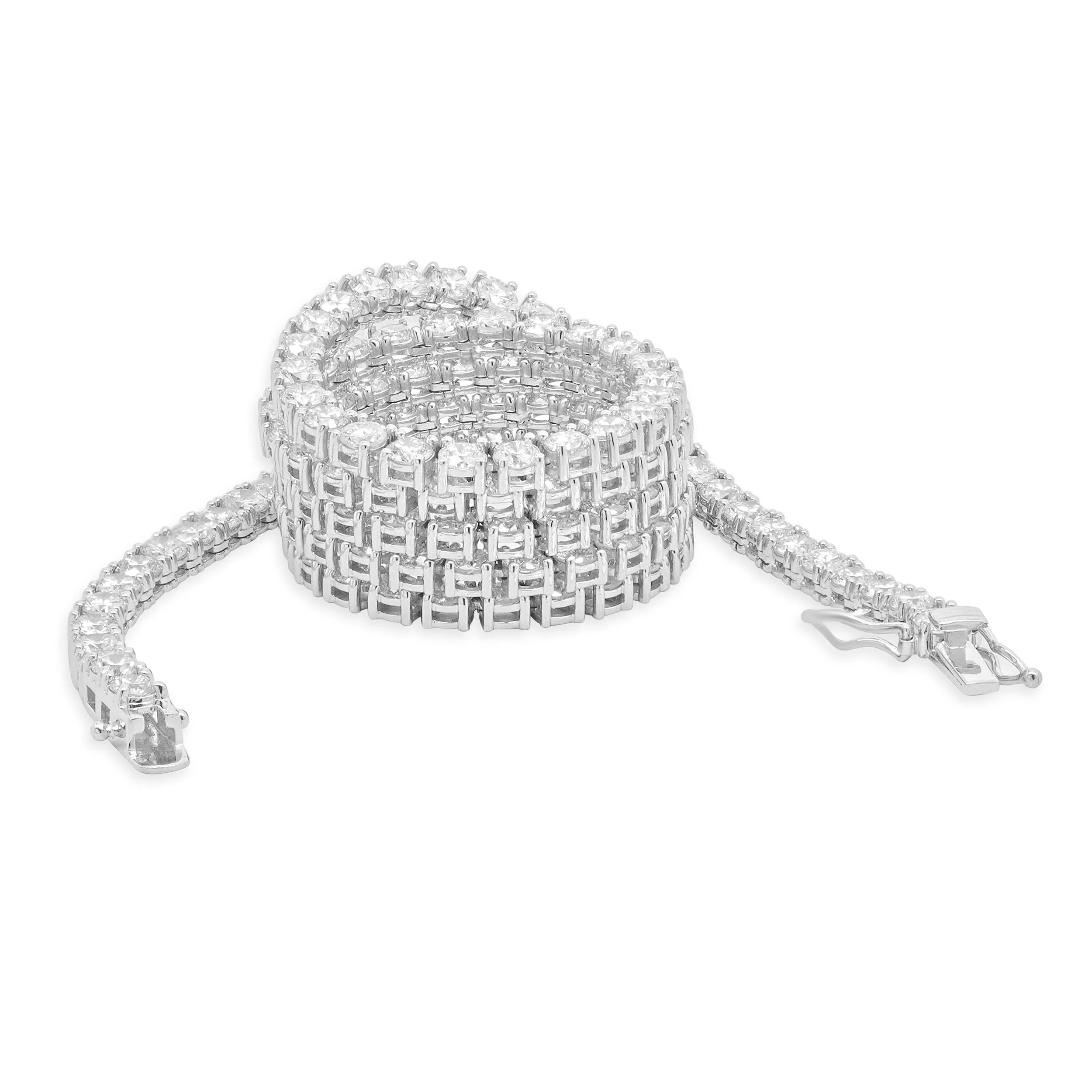 14 Karat White Gold Diamond Inline Tennis Necklace - Image 3