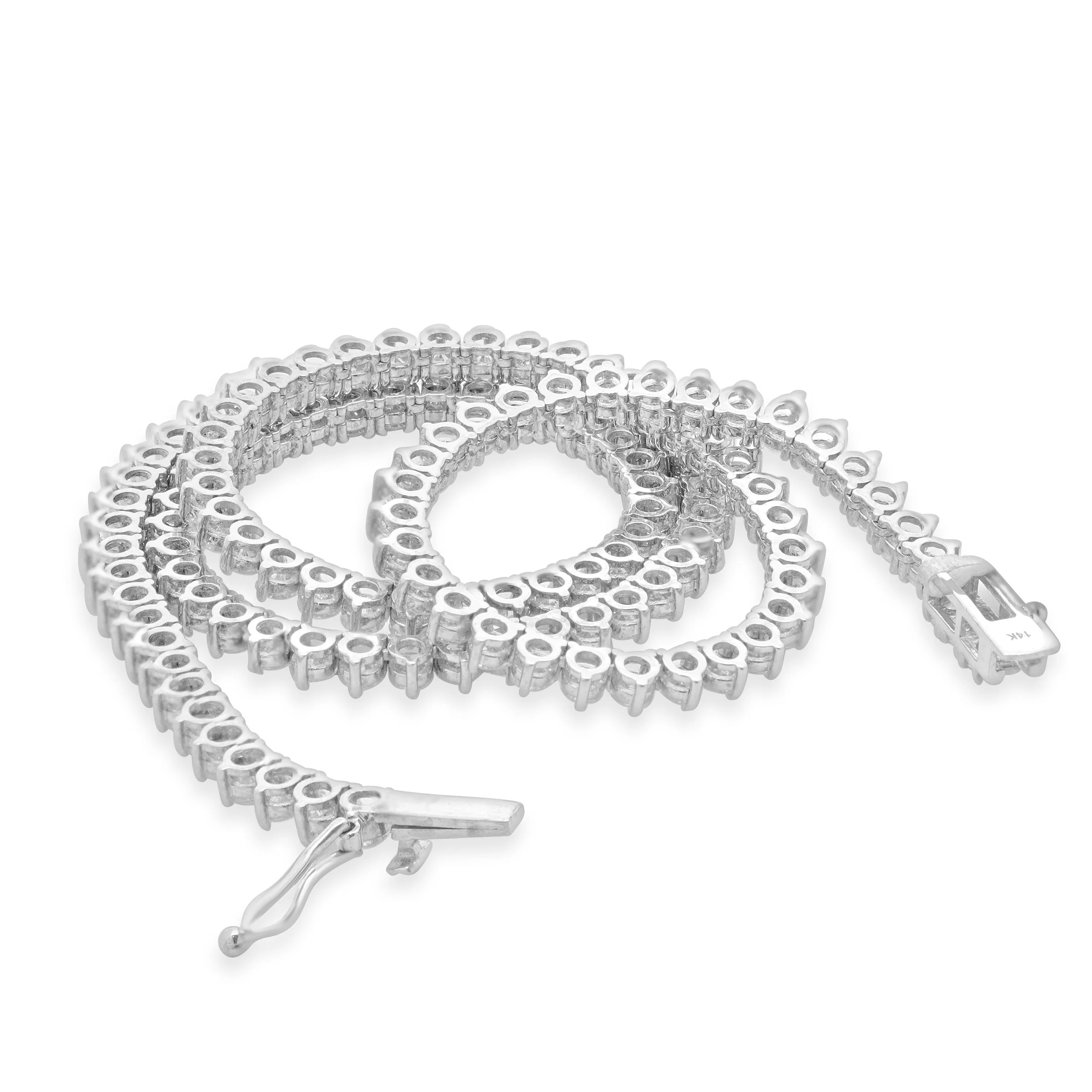 14 Karat White Gold Diamond Inline Tennis Necklace - Image 4