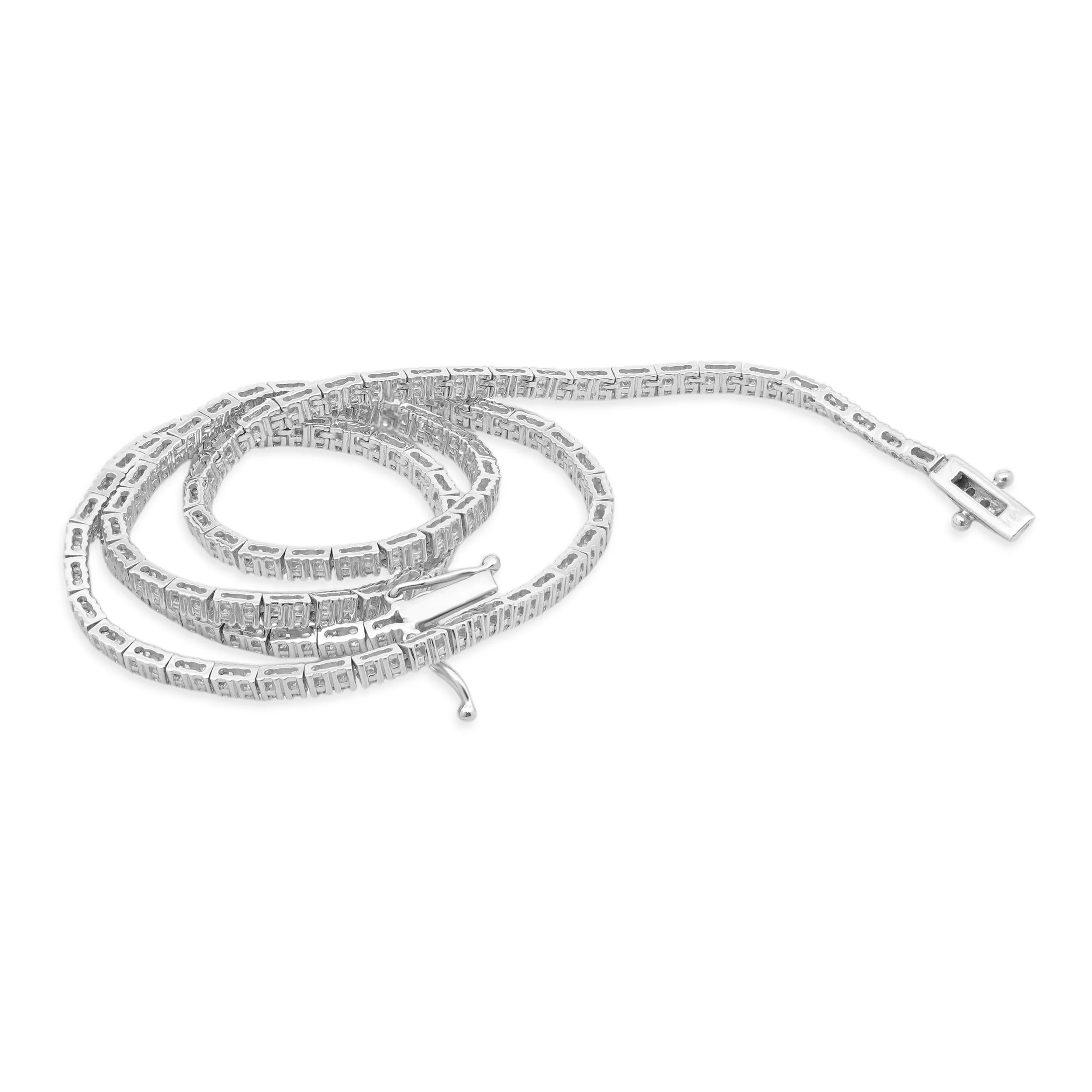14 Karat White Gold Diamond Inline Tennis Necklace - Image 4