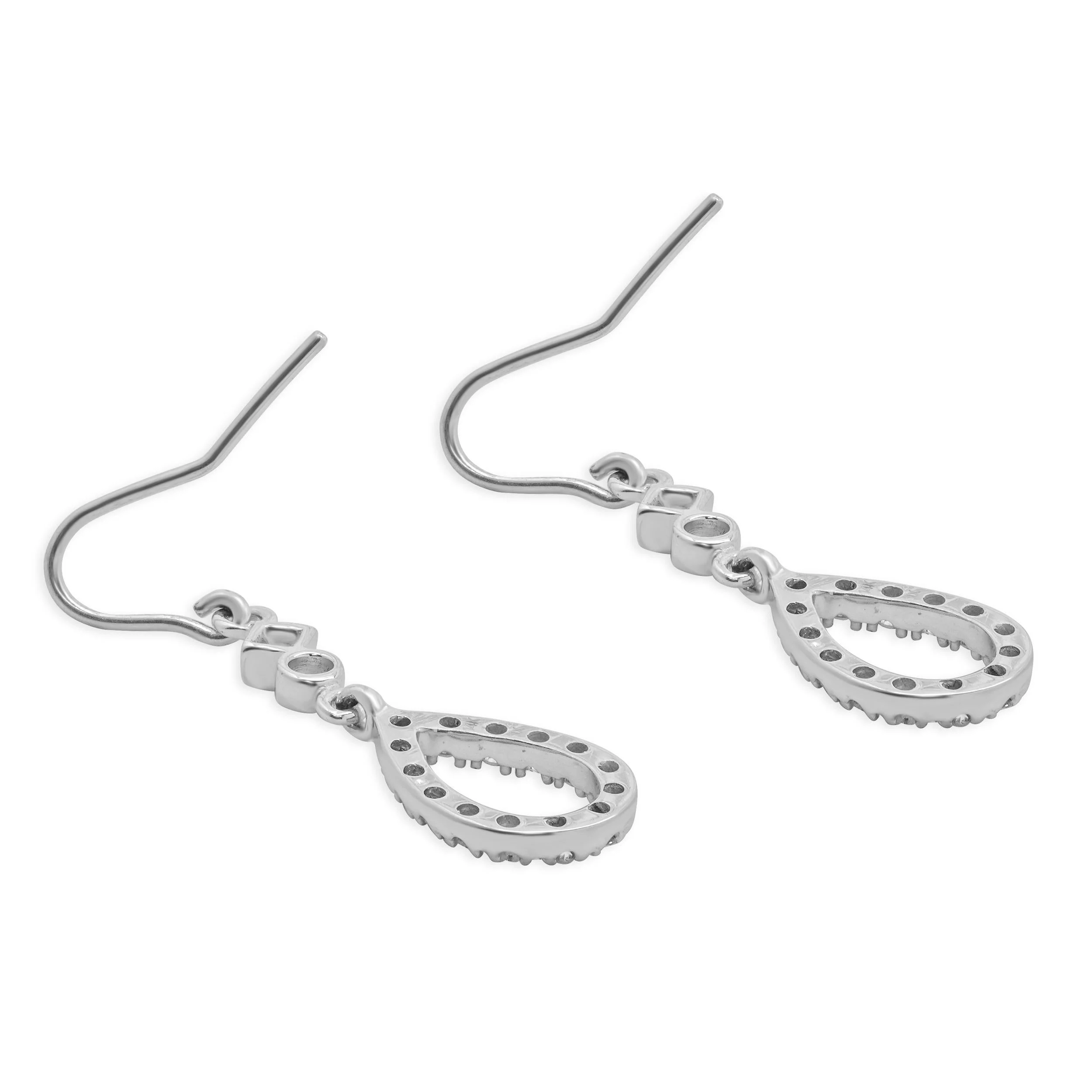 14 Karat White Gold Diamond Open Drop Earrings - Image 4
