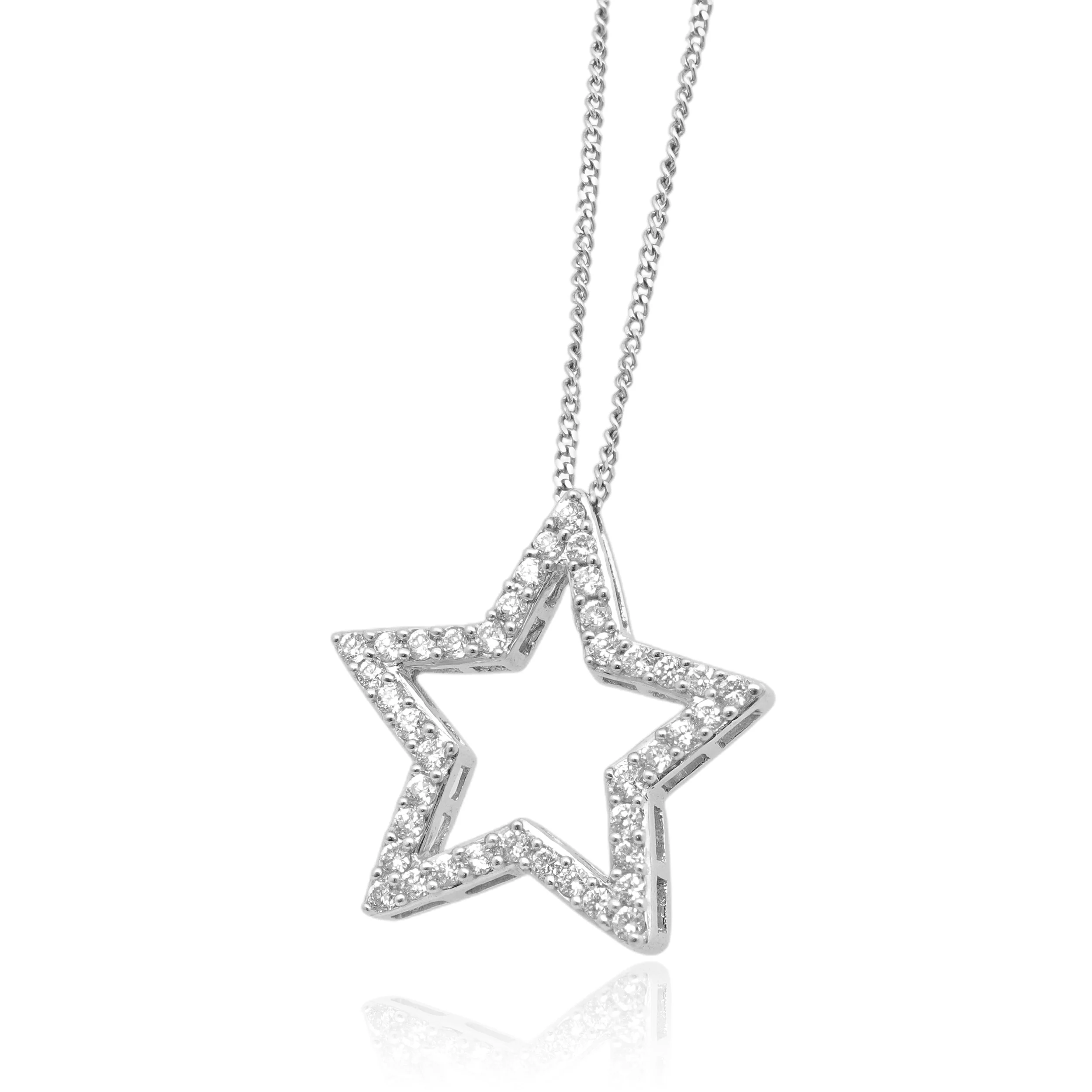 14 Karat White Gold Diamond Star Pendant Necklace - Image 2