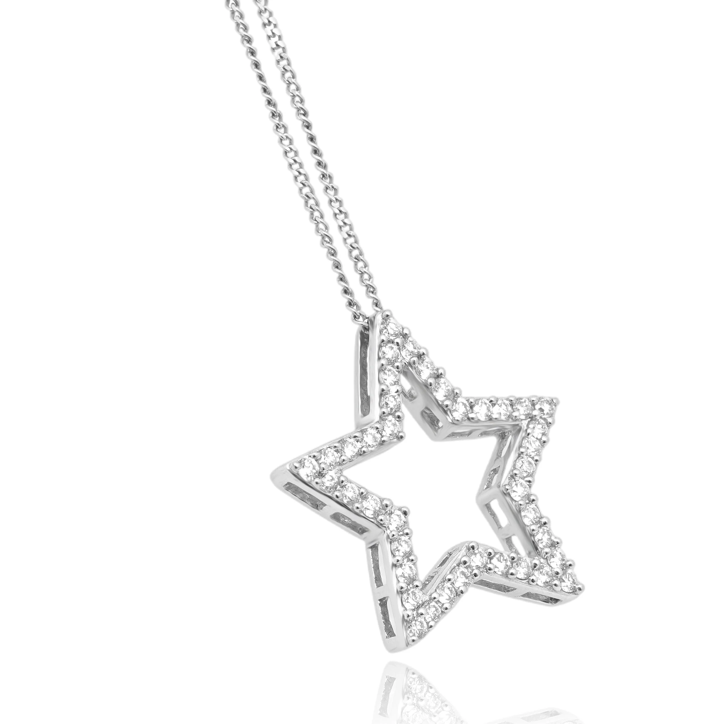 14 Karat White Gold Diamond Star Pendant Necklace - Image 3