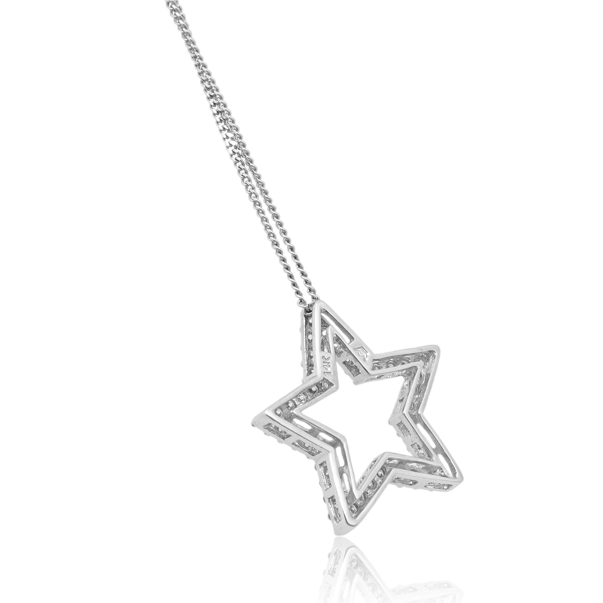 14 Karat White Gold Diamond Star Pendant Necklace - Image 4