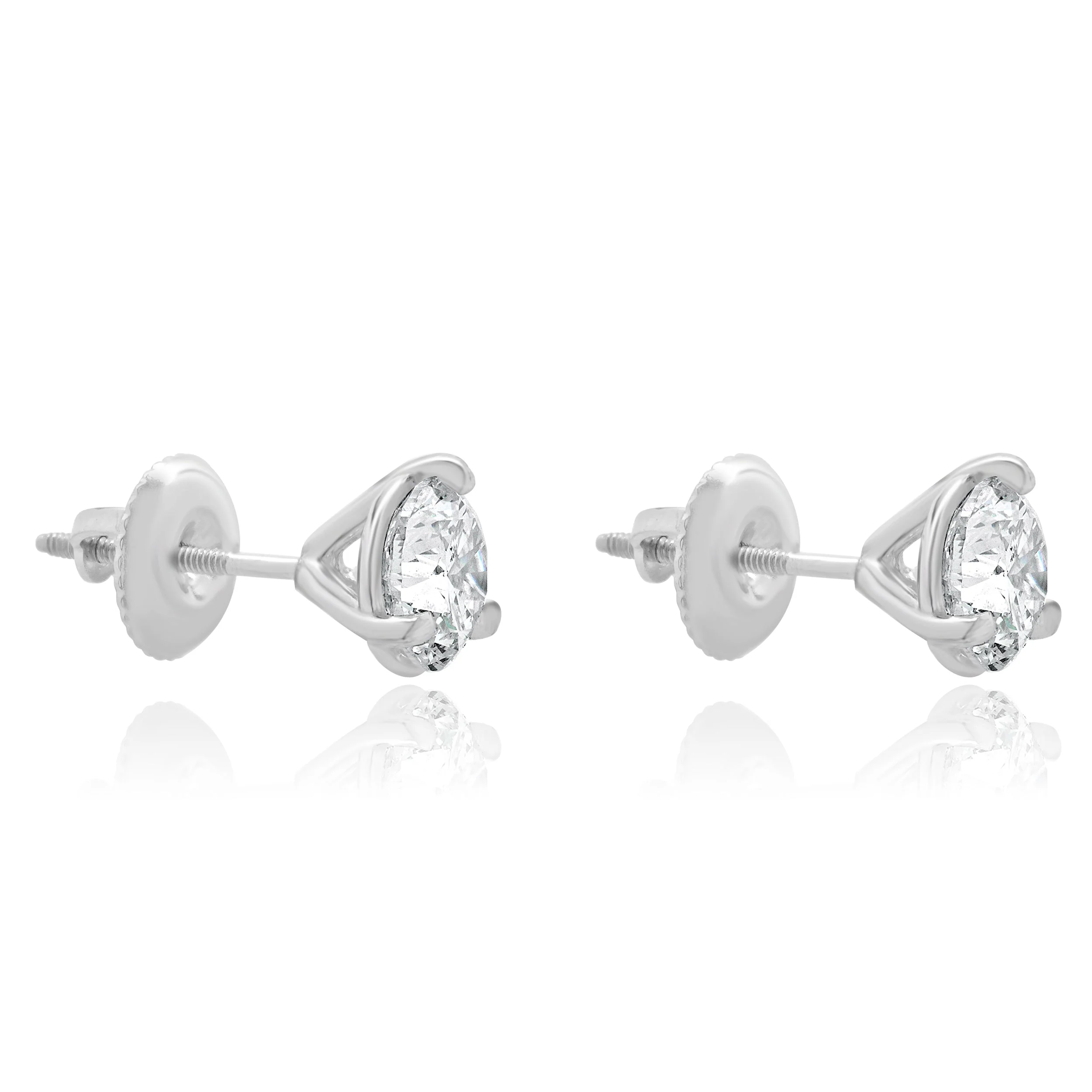 14 Karat White Gold Diamond Stud Earrings - Image 2