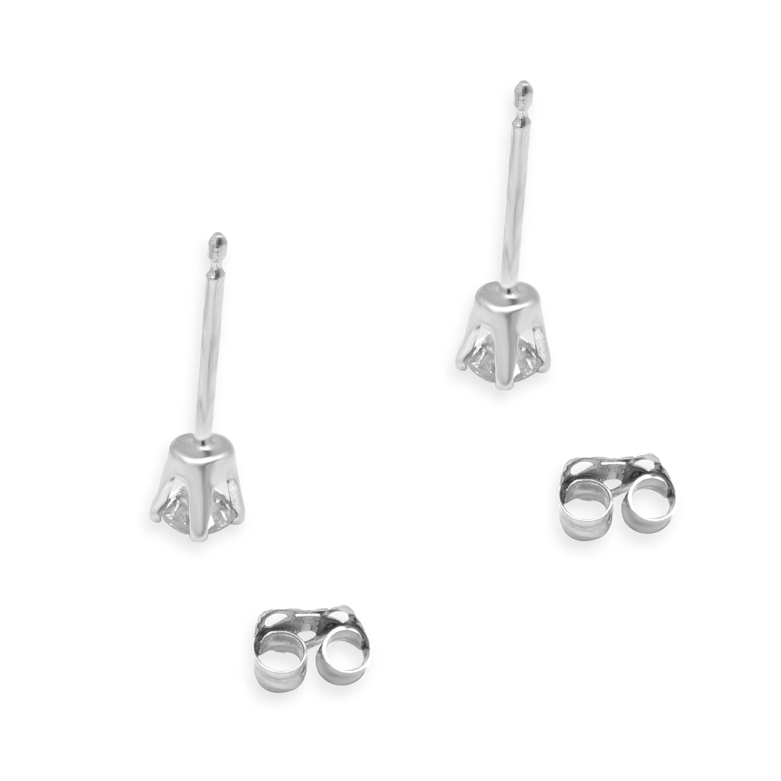 14 Karat White Gold Diamond Stud Earrings - Image 4