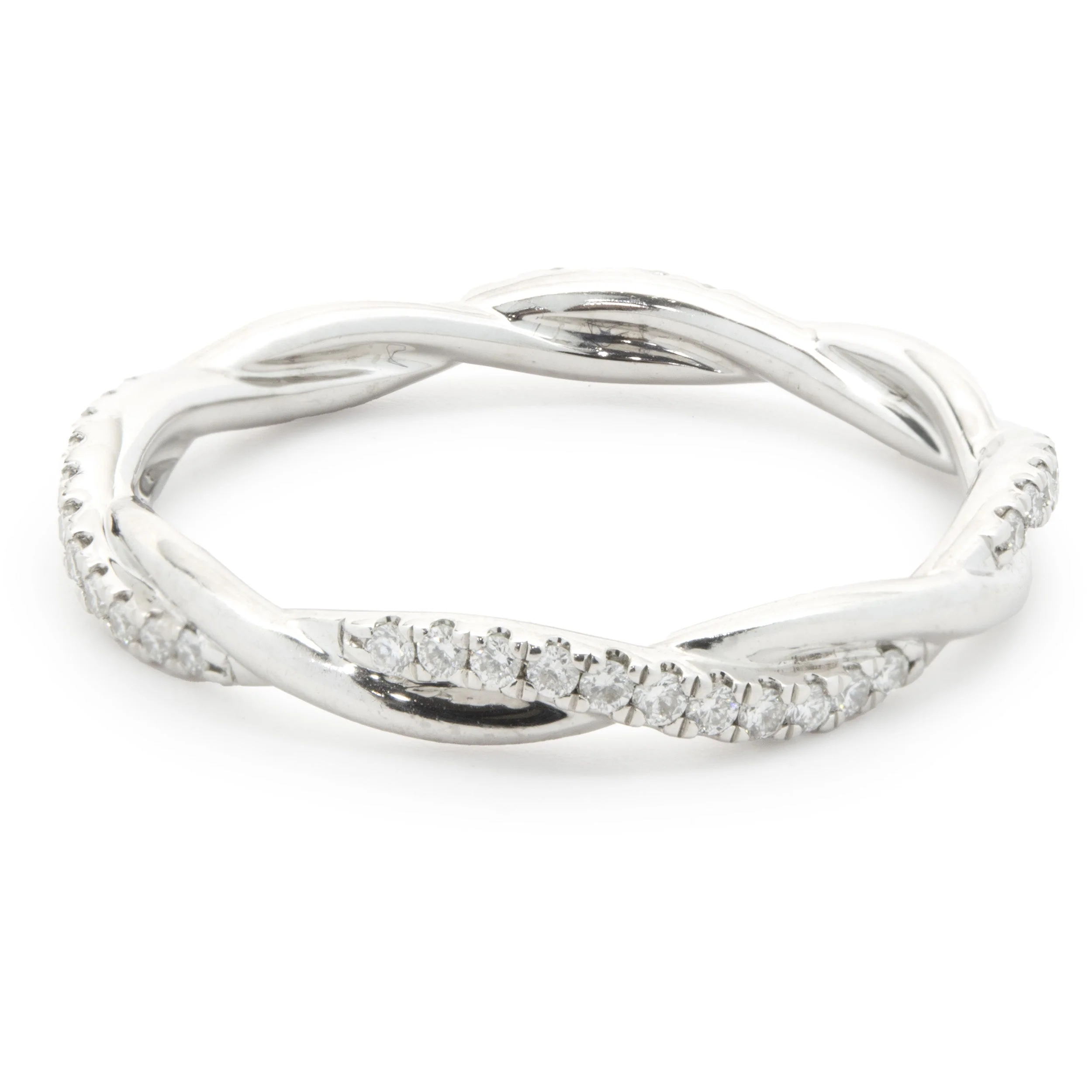 14 Karat White Gold Diamond Twist Band