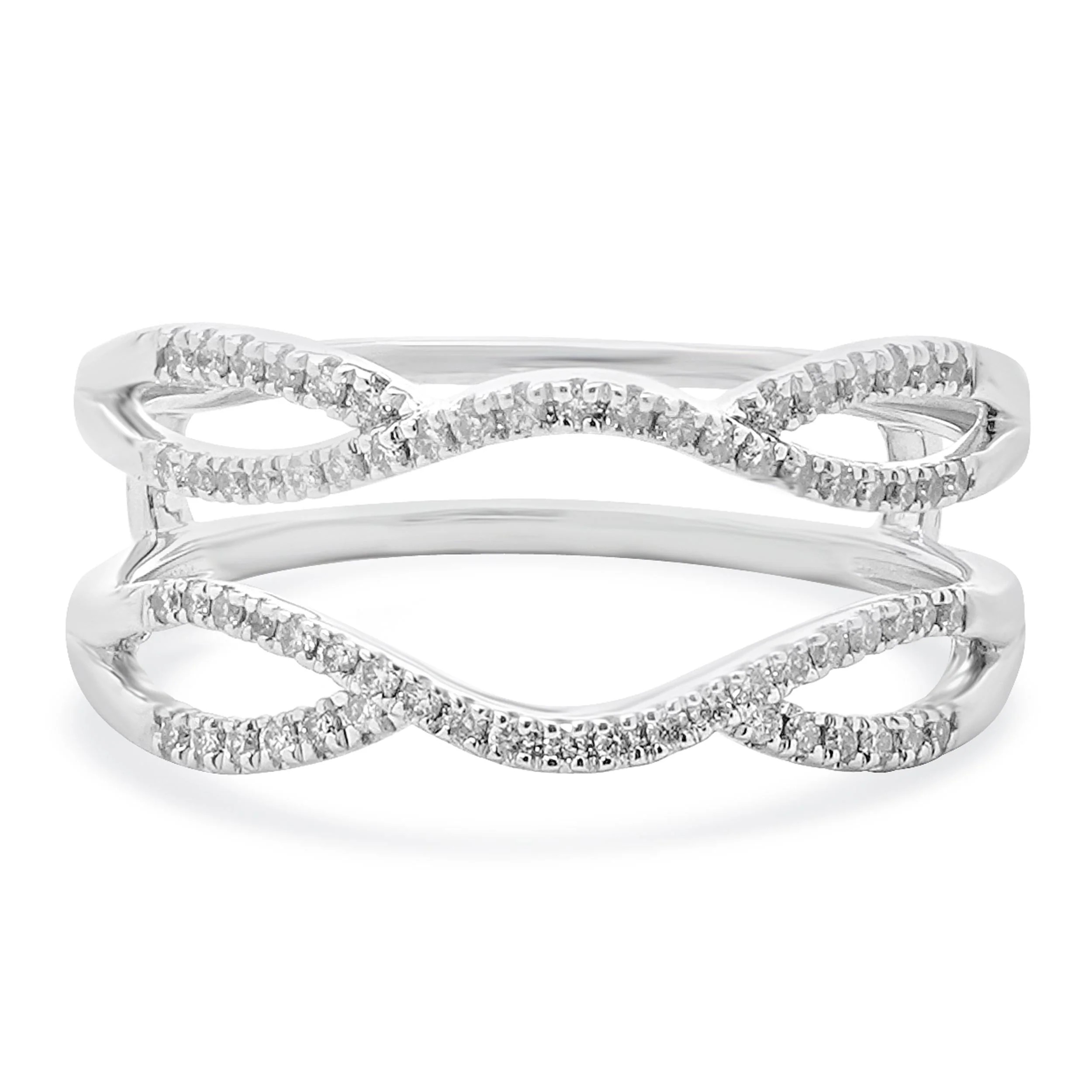 14 Karat White Gold Diamond Twist Ring Guard