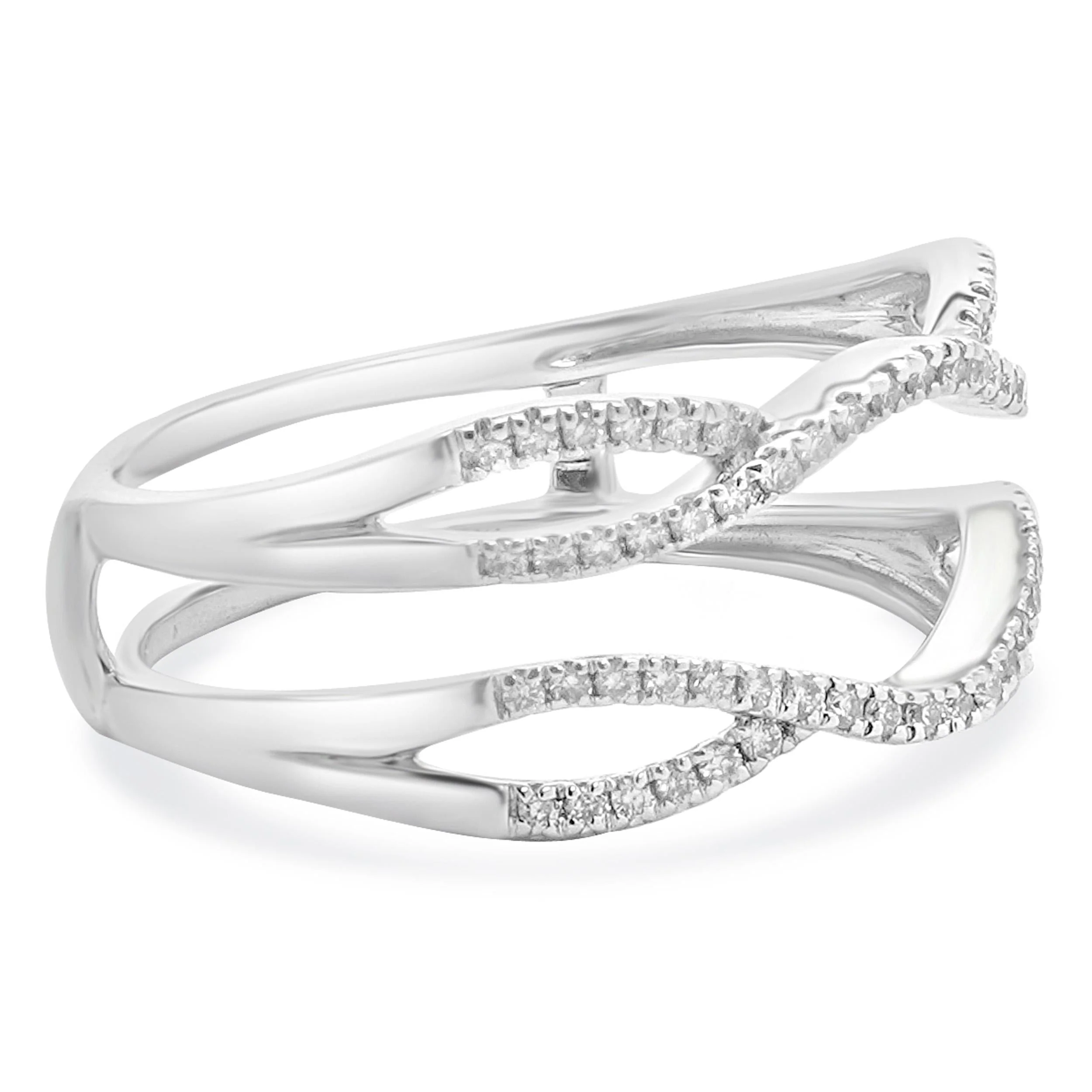 14 Karat White Gold Diamond Twist Ring Guard - Image 3