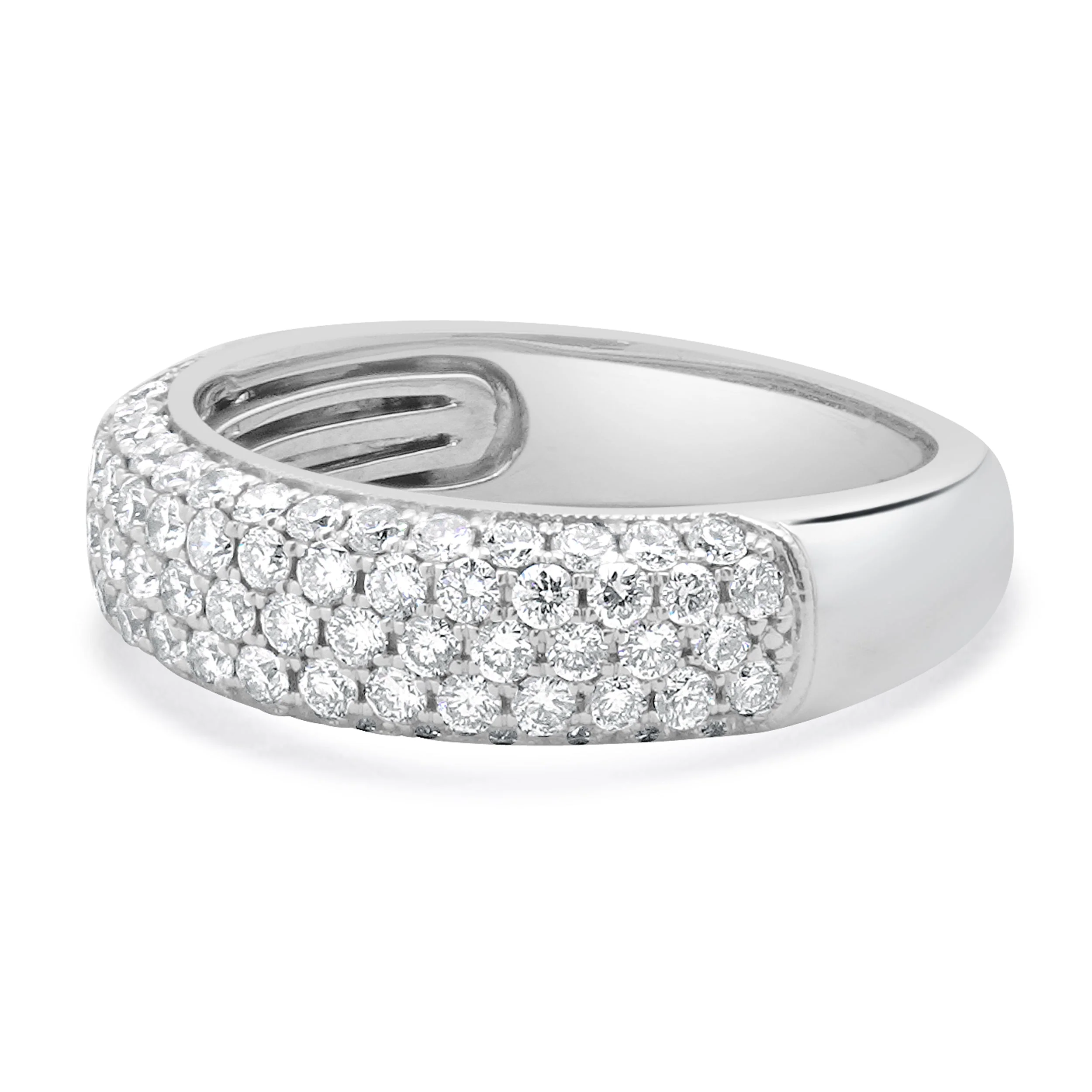 14 Karat White Gold Five Row Pave Diamond Band - Image 3
