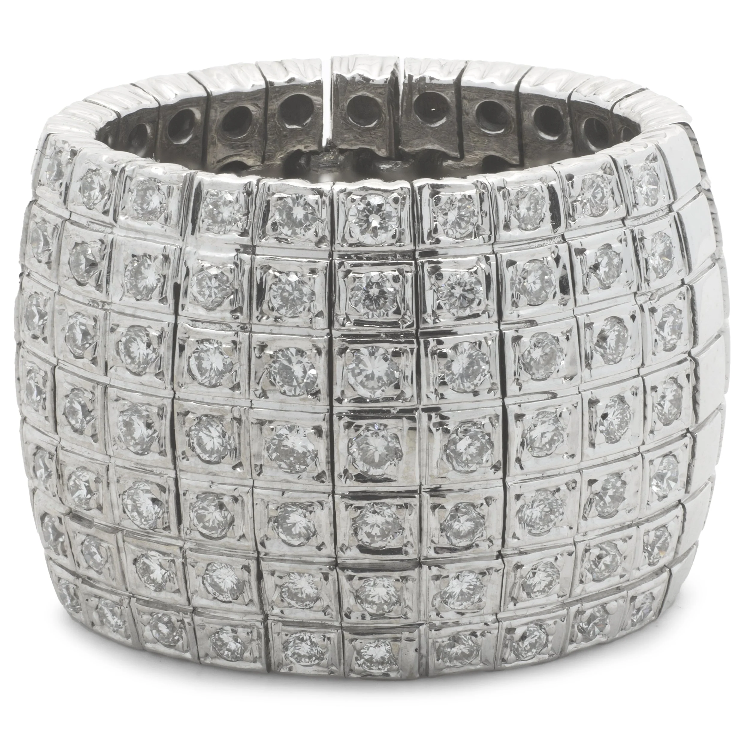 14 Karat White Gold Flexible Diamond Cigar Band
