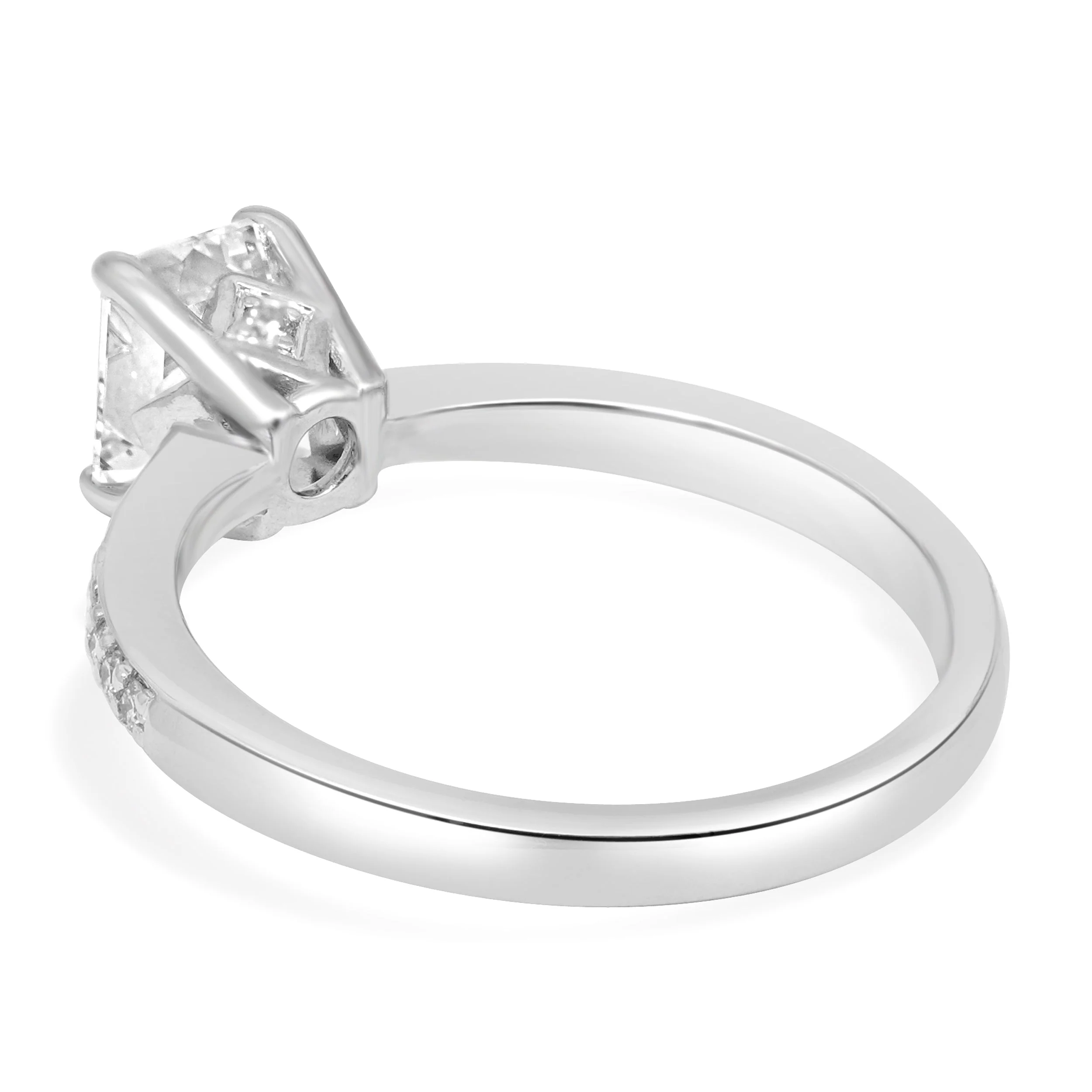 14 Karat White Gold GIA Certified 1.50ct Emerald Cut and Round Diamond Engagement Ring - Image 4