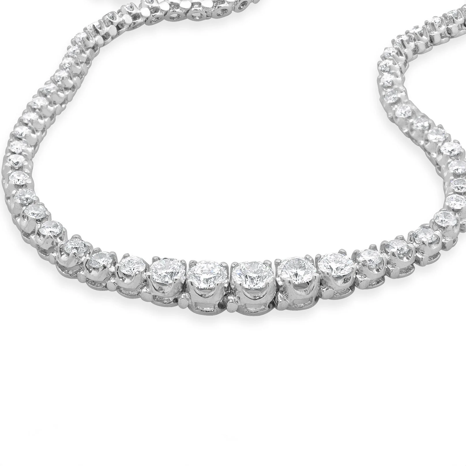 14 Karat White Gold Graduated Diamond Inline Tennis Necklace - Image 4
