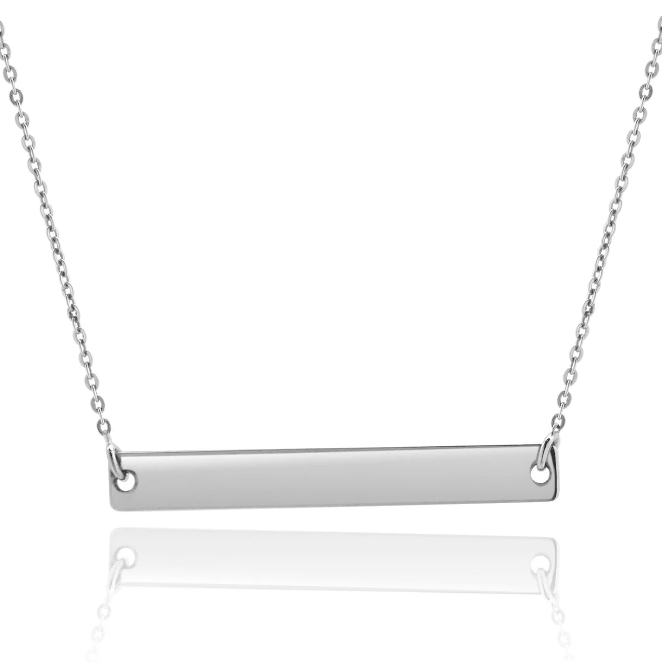 14 Karat White Gold Horizontal Bar Necklace - Image 2