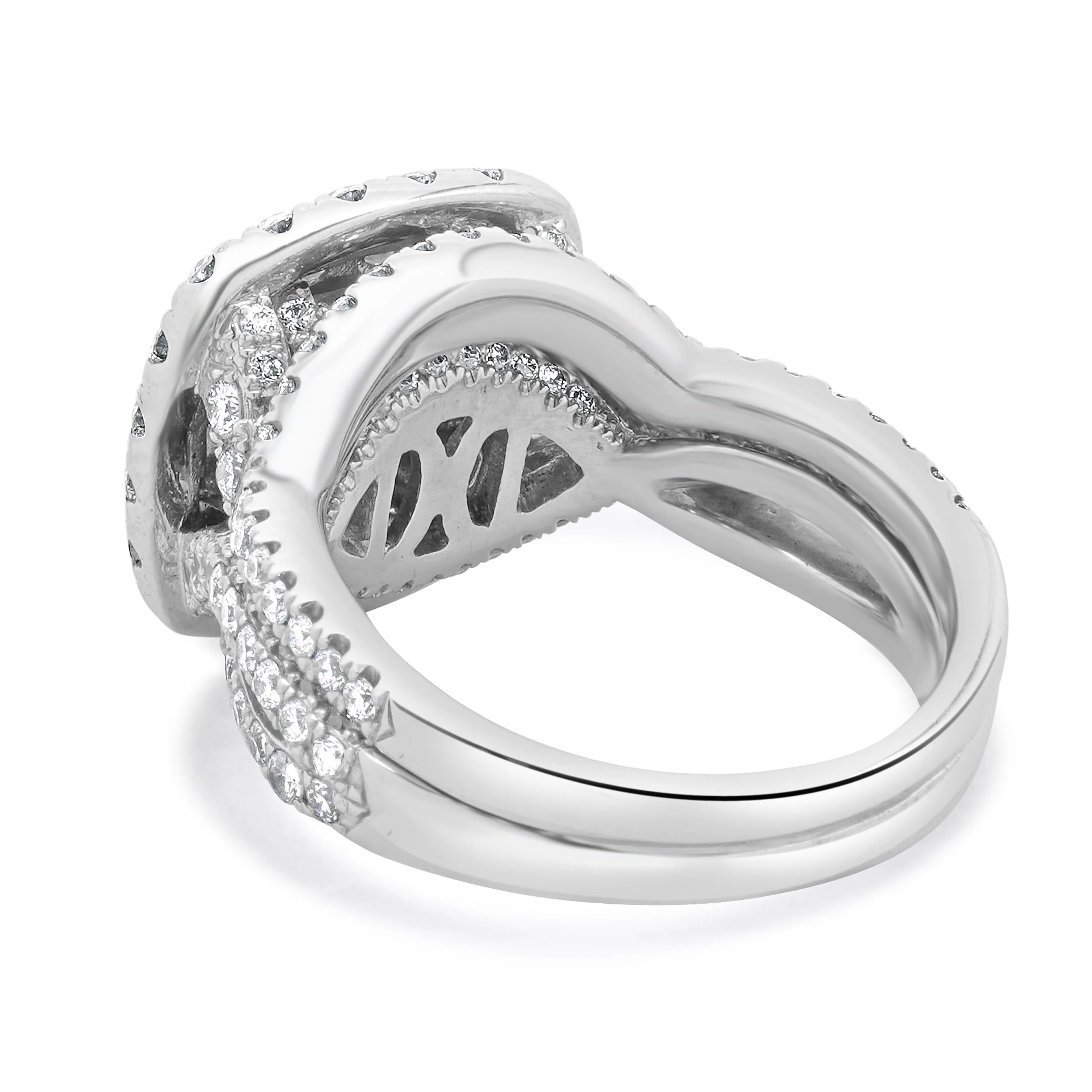 14 Karat White Gold Invisible Set Cluster Diamond Engagement Ring - Image 4