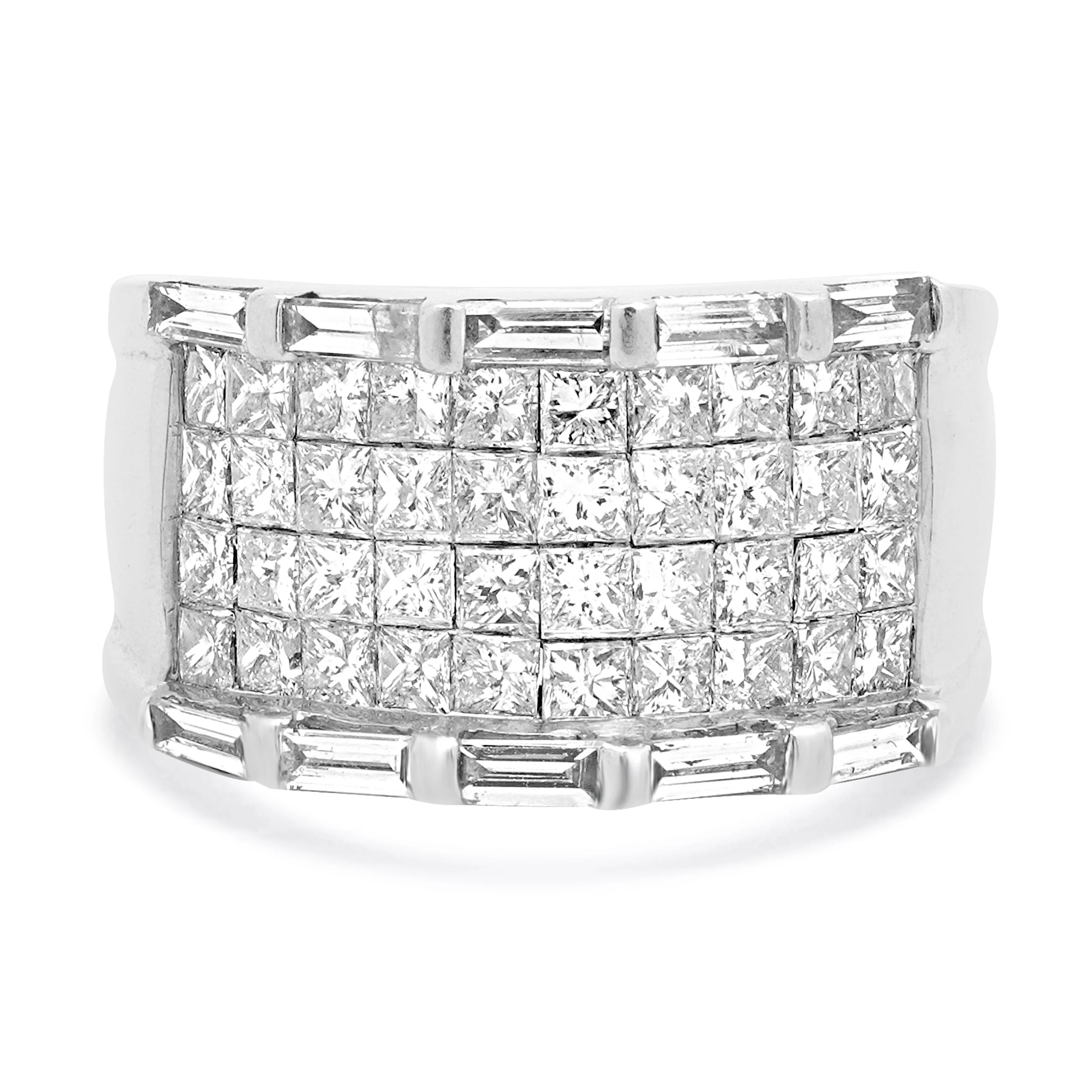 14 Karat White Gold Invisible Set Diamond Cigar Band