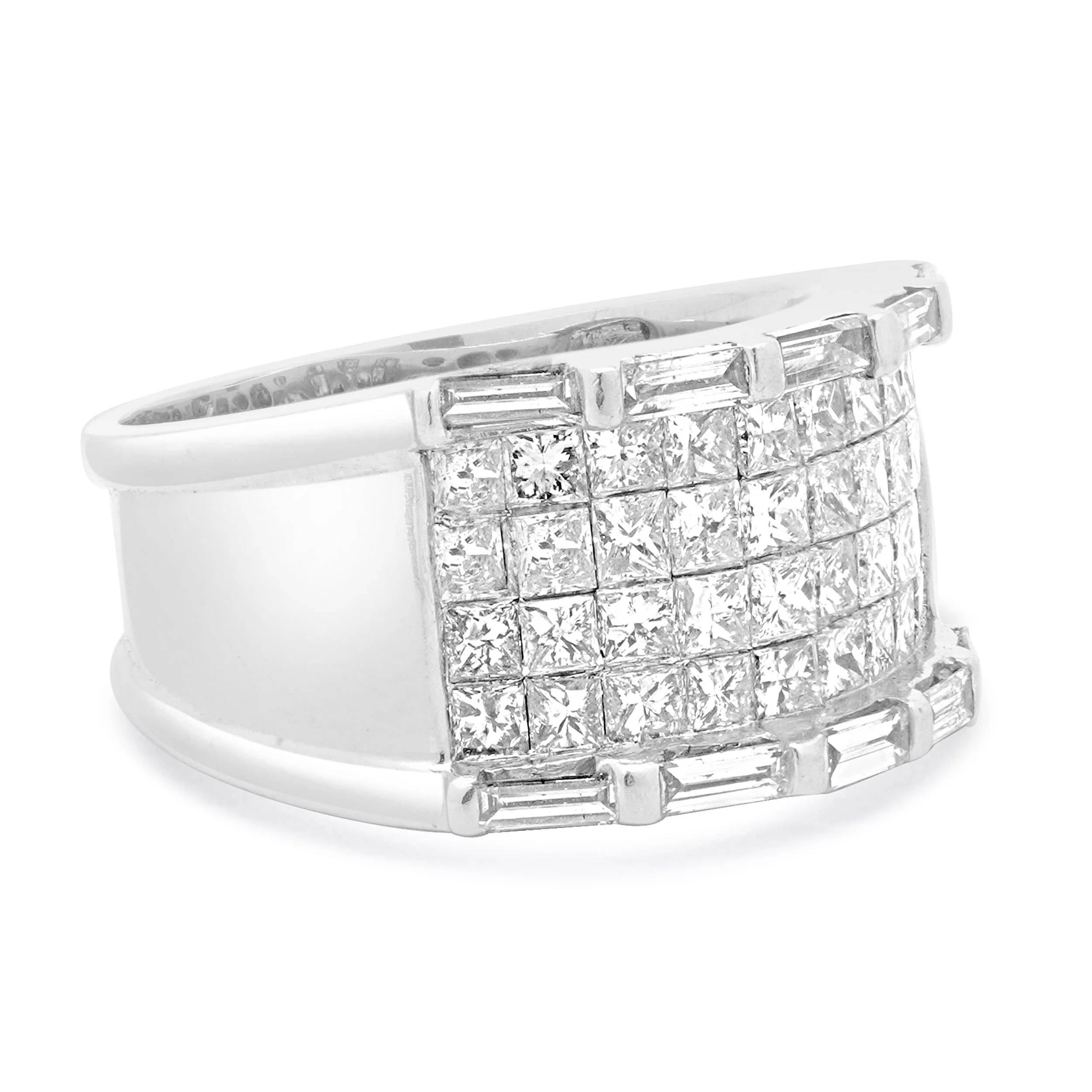 14 Karat White Gold Invisible Set Diamond Cigar Band - Image 2