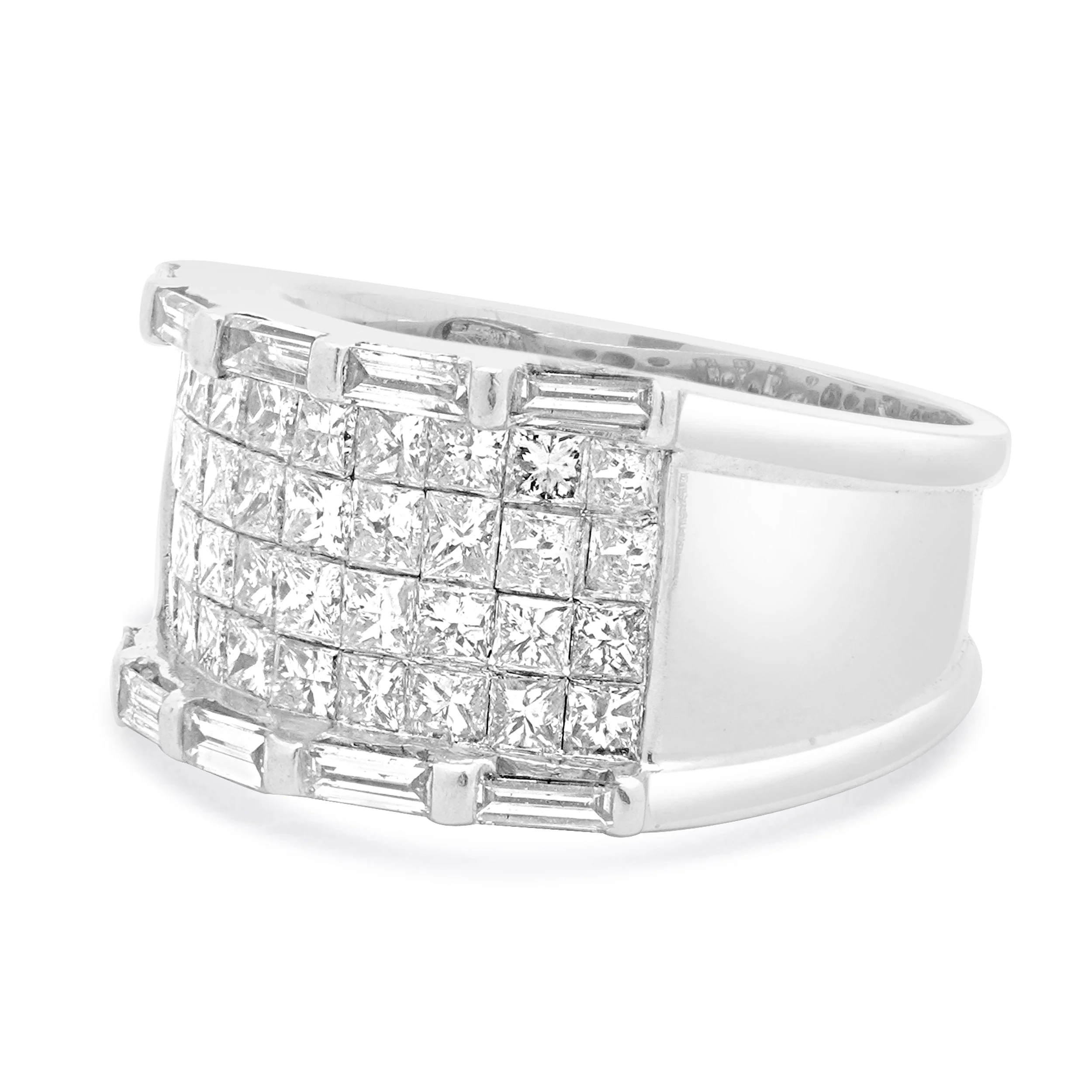 14 Karat White Gold Invisible Set Diamond Cigar Band - Image 4