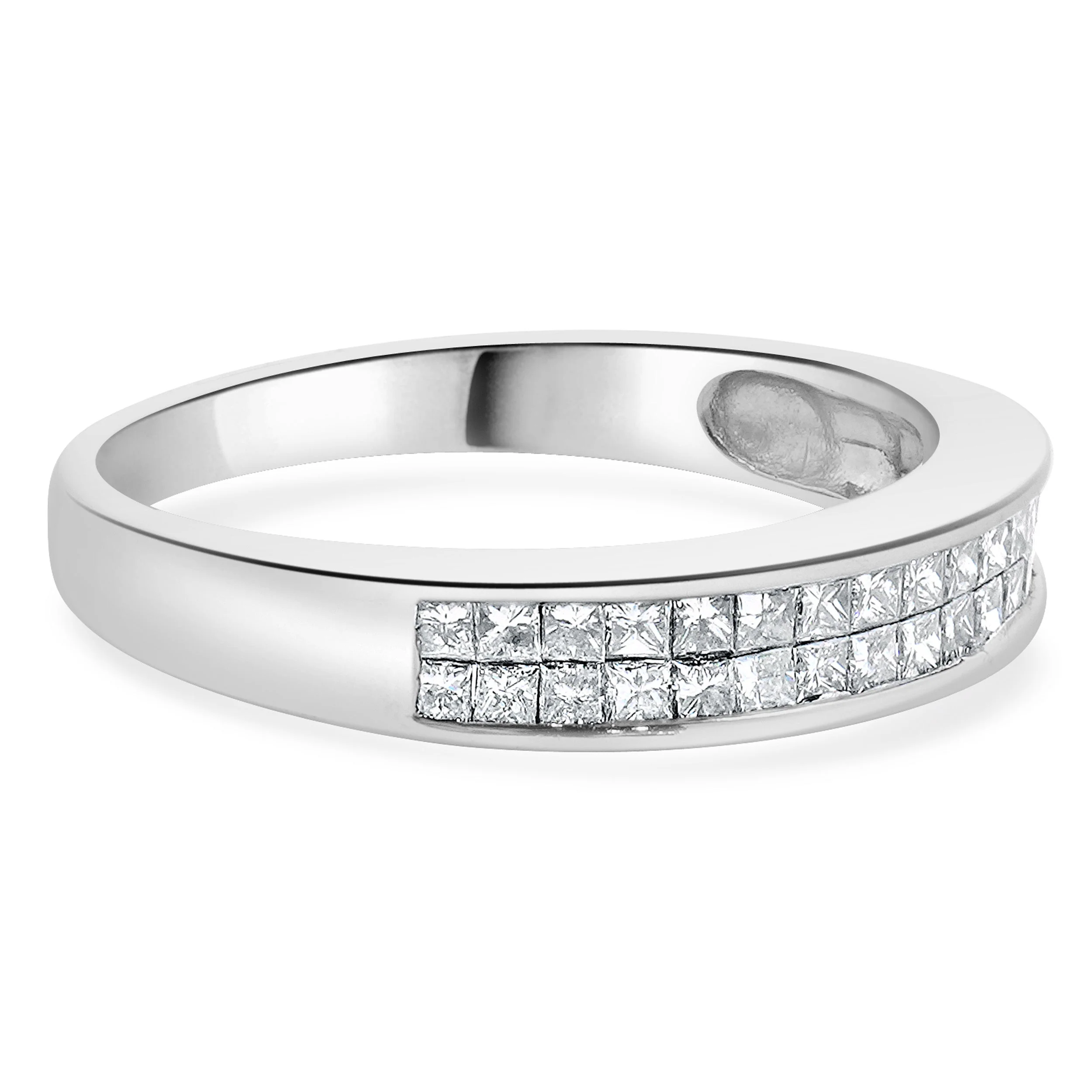 14 Karat White Gold Invisible Set Double Row Diamond Band - Image 4