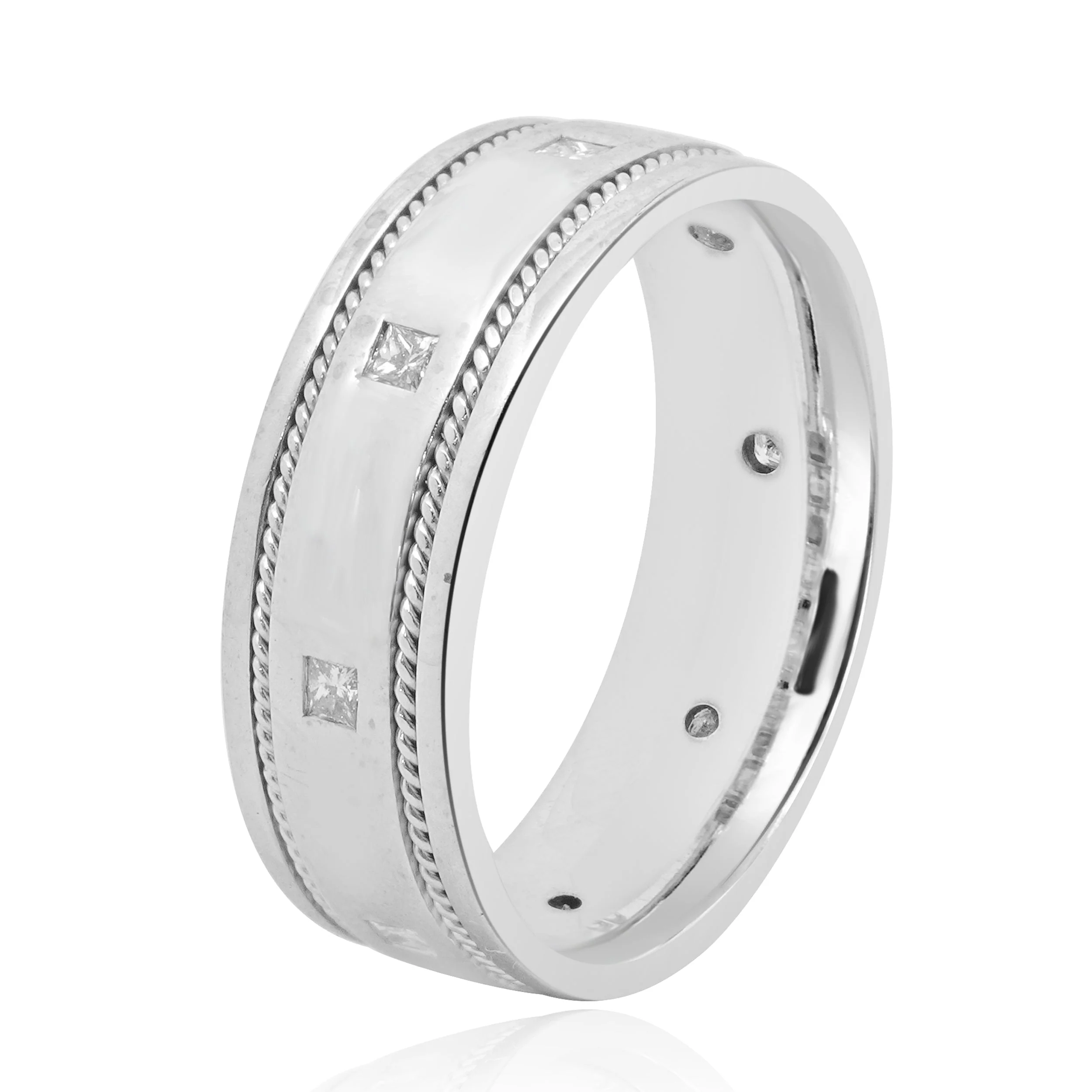 14 Karat White Gold Mens Diamond Band - Image 3