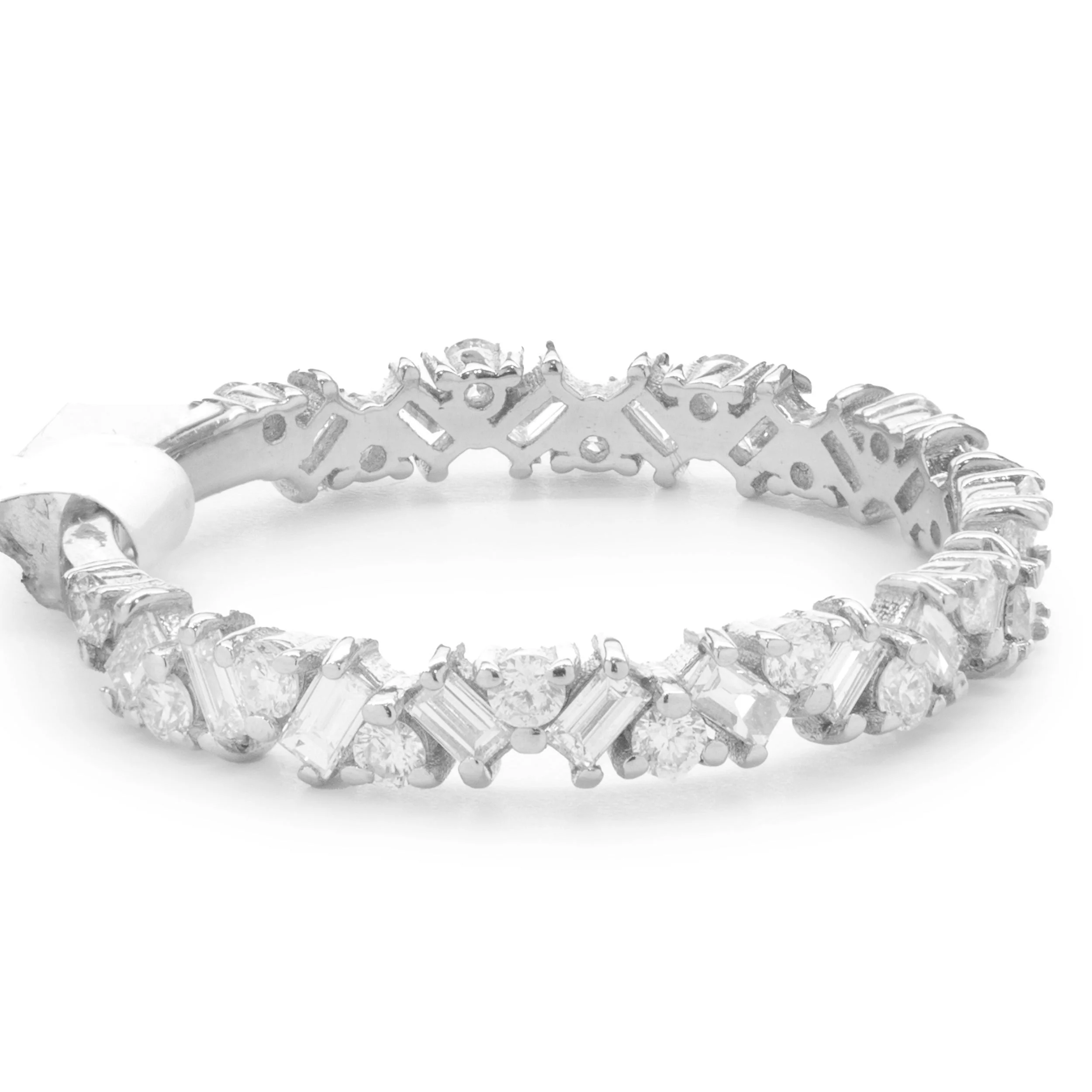 14 Karat White Gold Multi Shape Diamond Staggered Band - Image 2