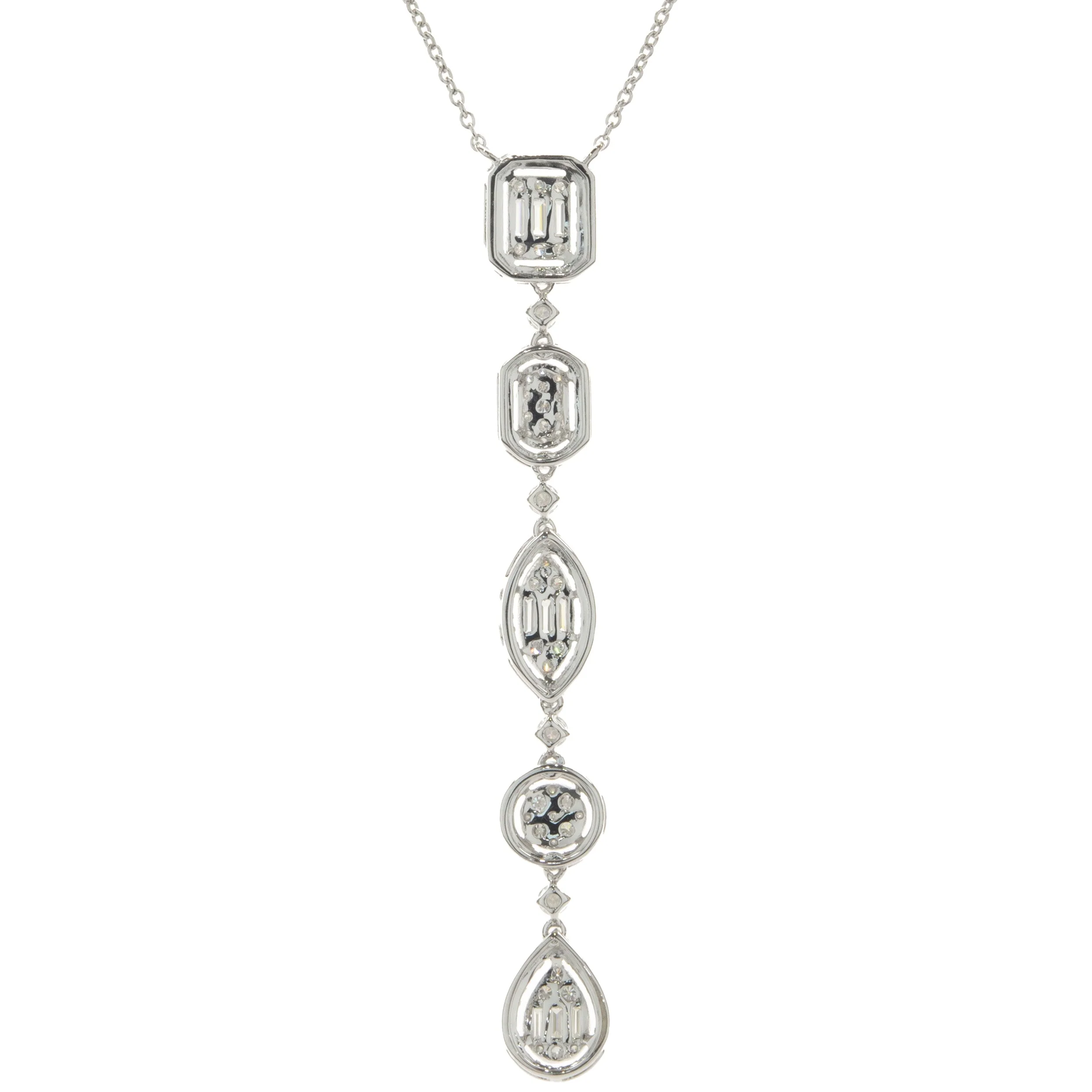 14 Karat White Gold Multi Shape Mosaic Set Diamond Drop Necklace - Image 2