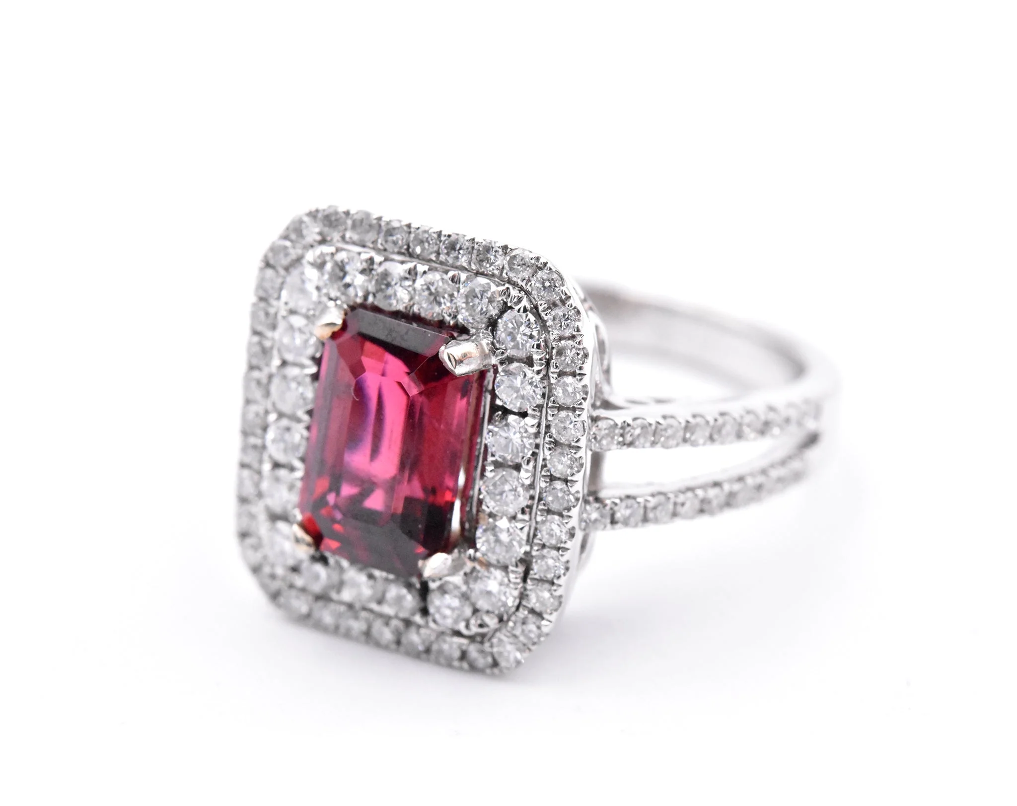 14 Karat White Gold Natural Red Spinel and Diamond Ring - Image 3