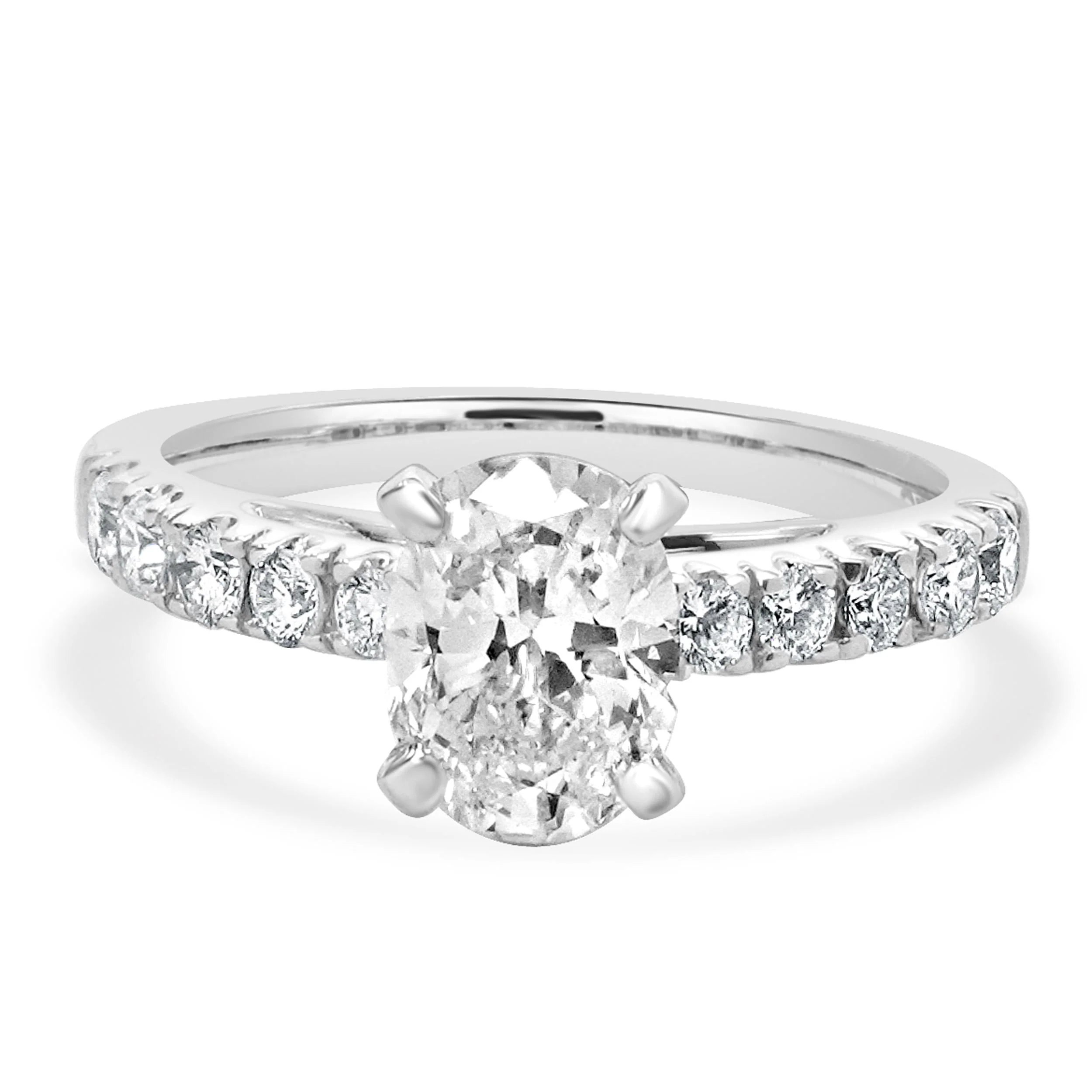 14 Karat White Gold Oval Cut Diamond Engagement Ring