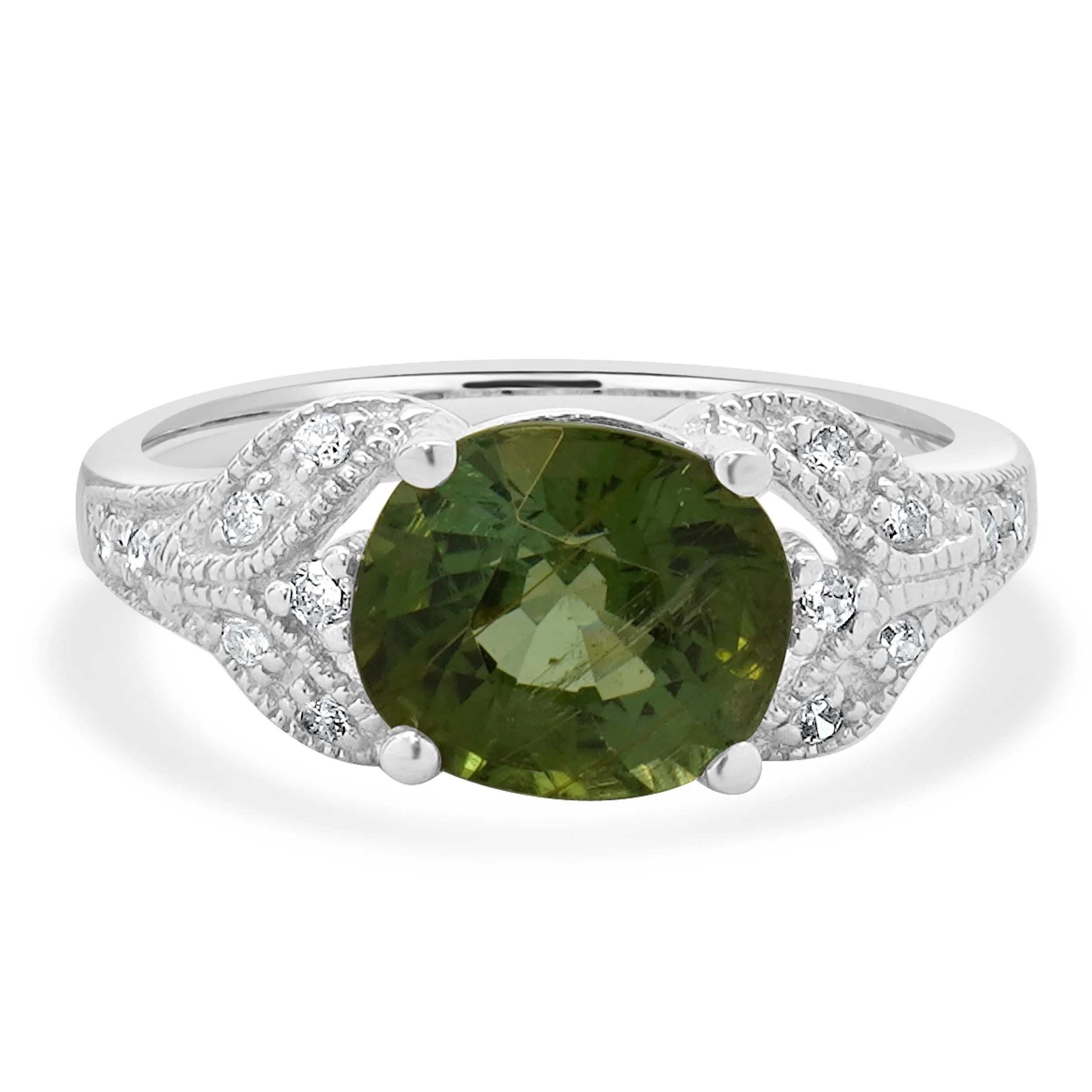 14 Karat White Gold Paraiba Cuprian Tourmaline and Diamond Ring