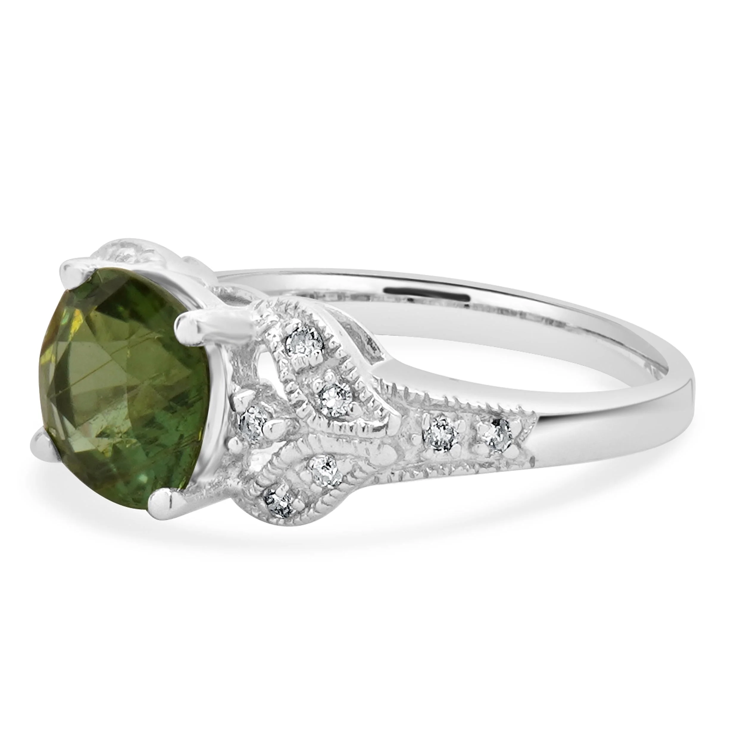 14 Karat White Gold Paraiba Cuprian Tourmaline and Diamond Ring - Image 2