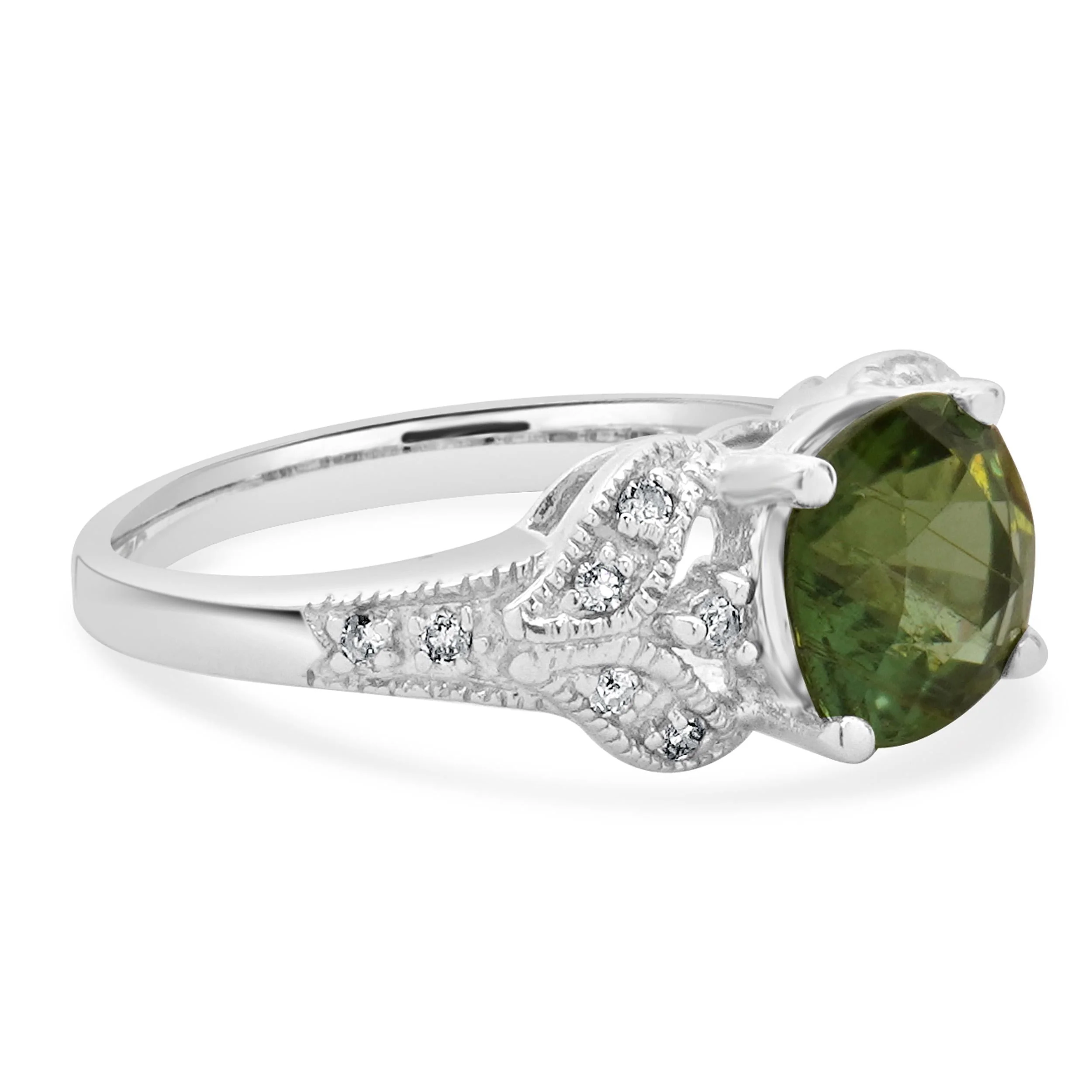 14 Karat White Gold Paraiba Cuprian Tourmaline and Diamond Ring - Image 3