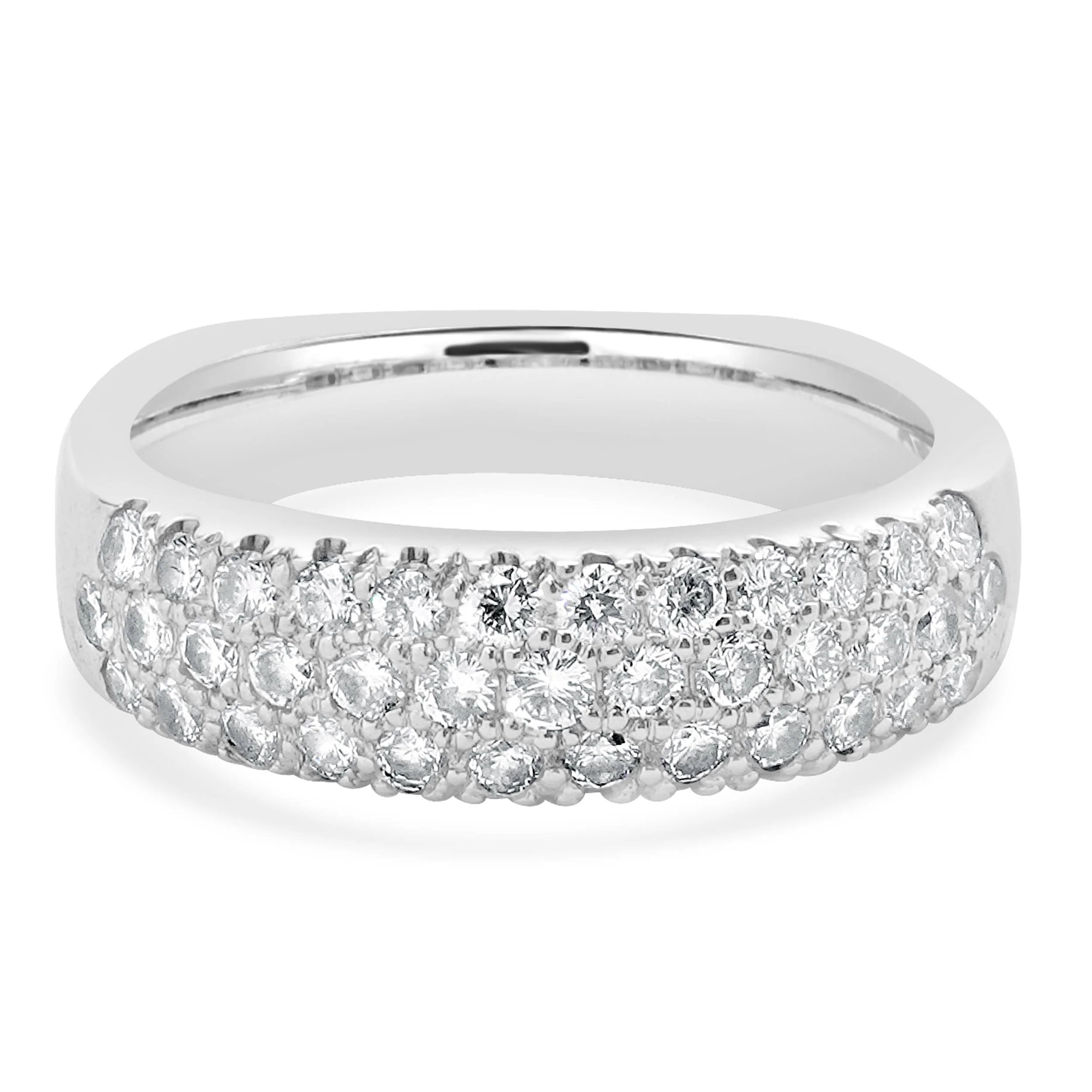 14 Karat White Gold Pave Diamond Euro Shank Ring