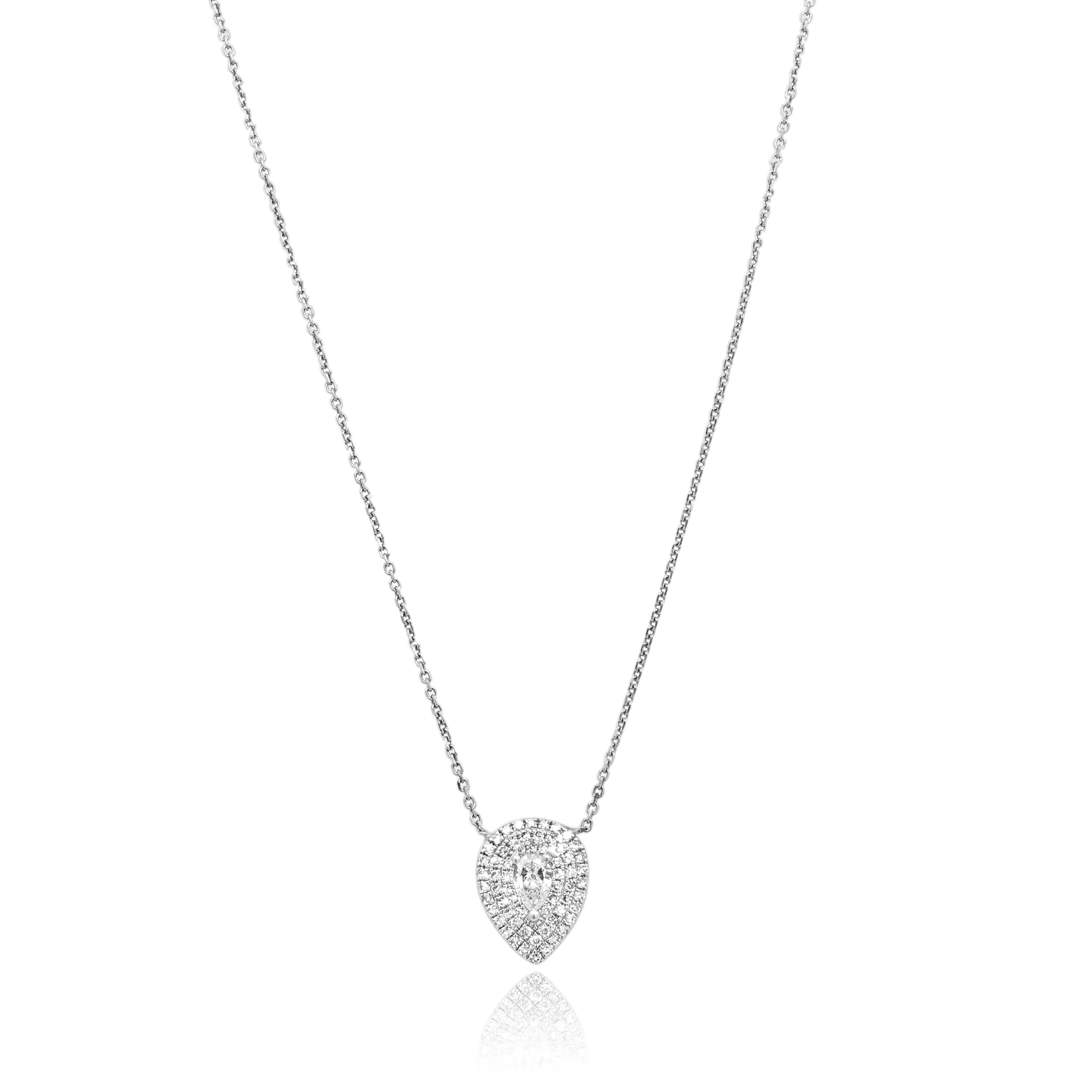 14 Karat White Gold Pear Shaped Diamond Necklace