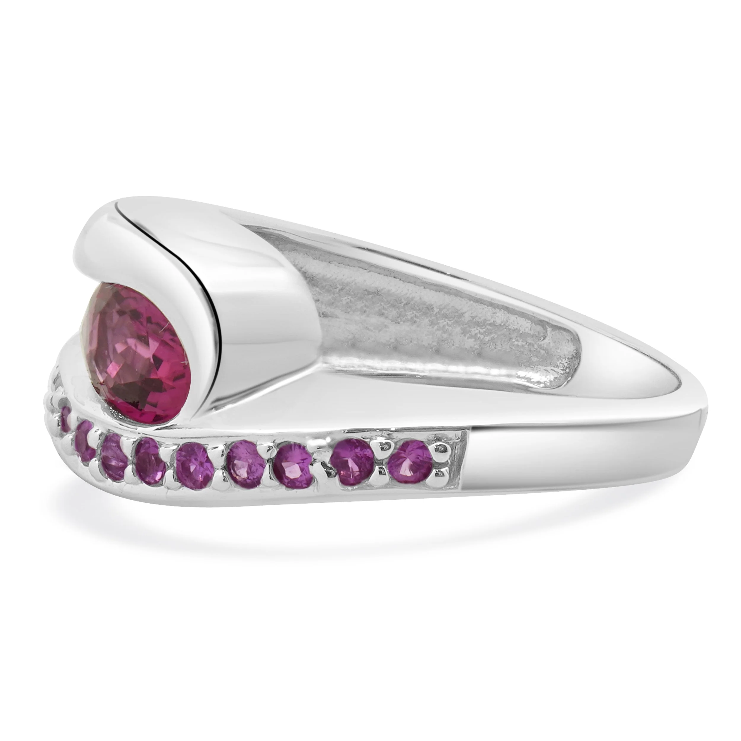 14 Karat White Gold Pink Sapphire Bypass Ring - Image 2