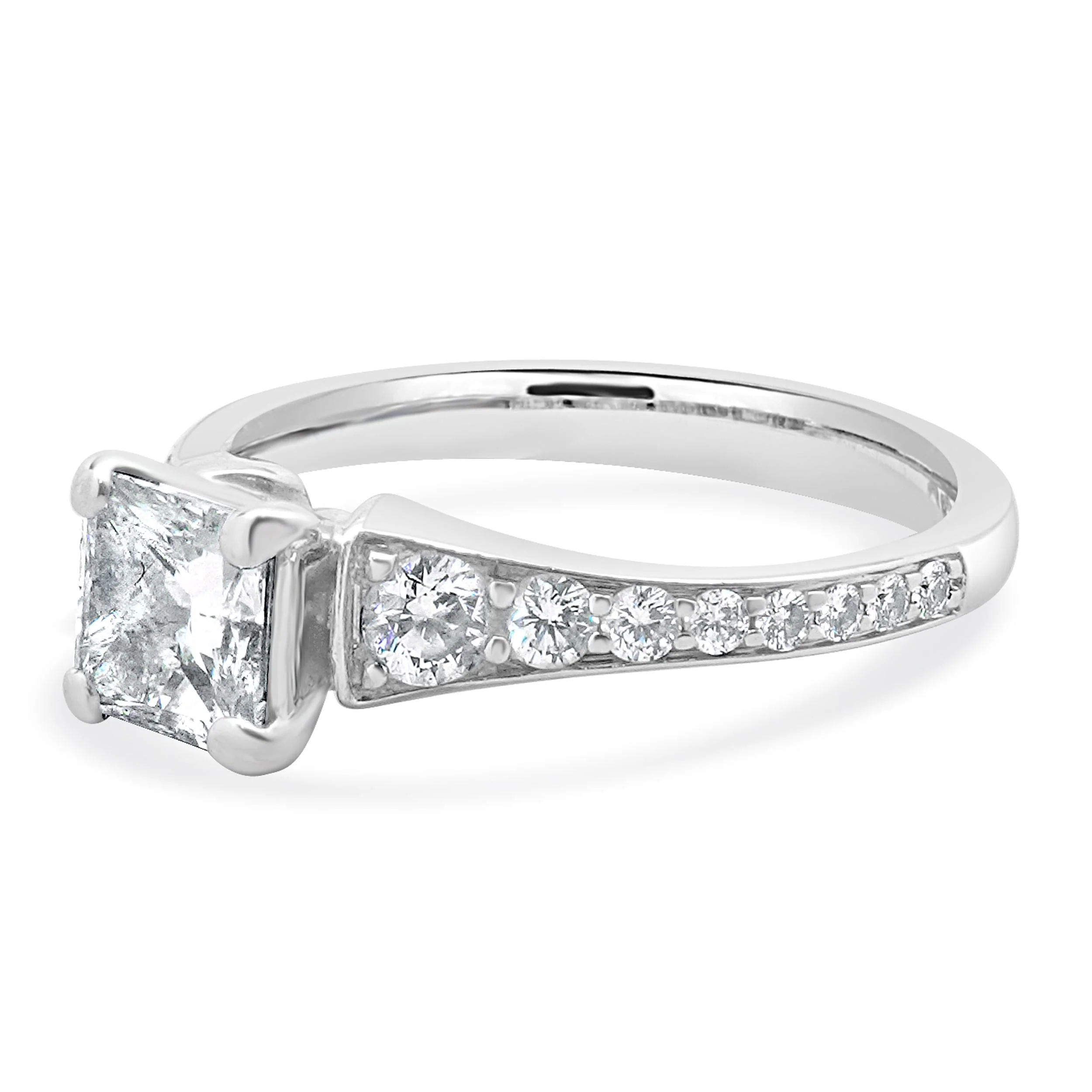 14 Karat White Gold Princess Cut Diamond Engagement Ring - Image 2