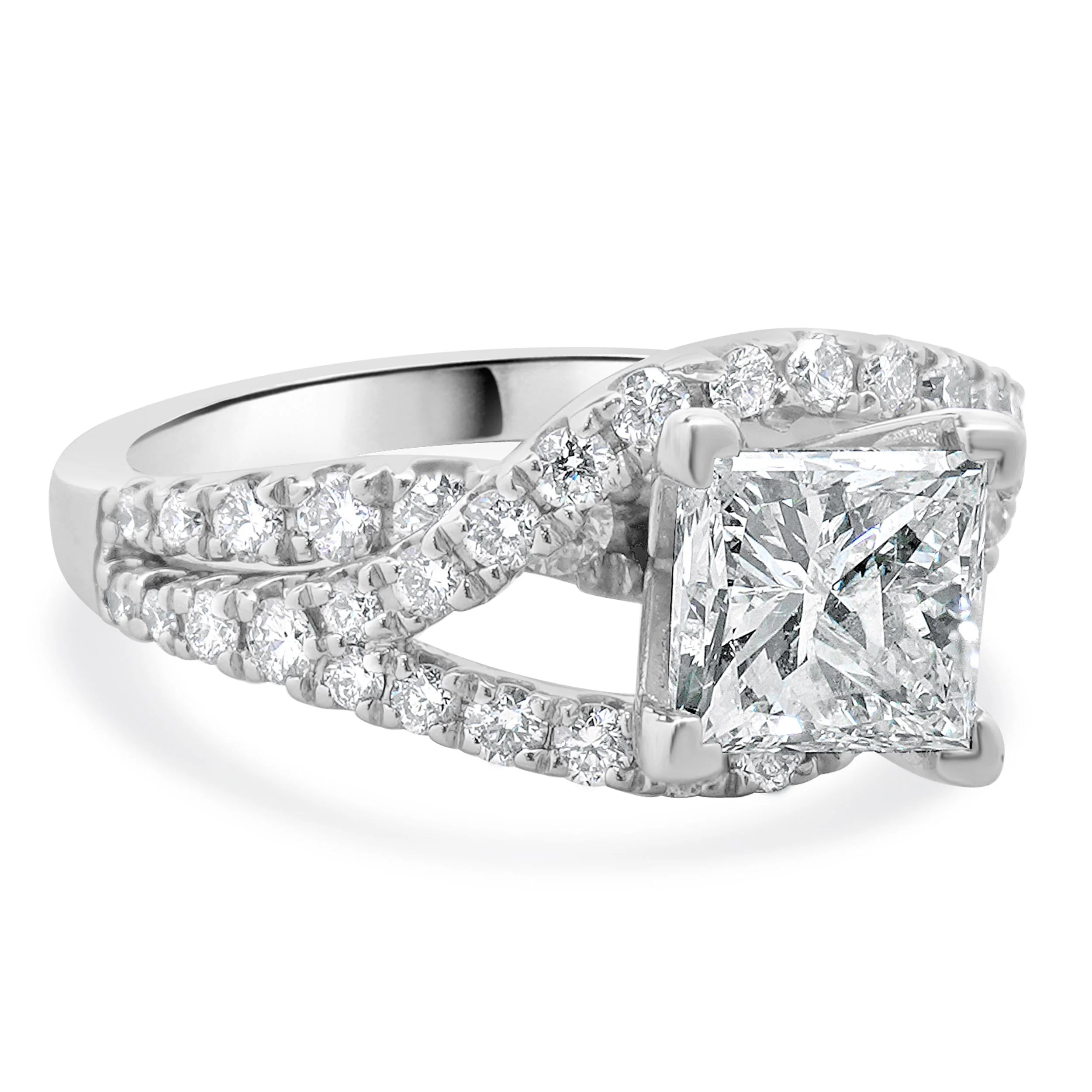 14 Karat White Gold Princess Cut Diamond Engagement Ring - Image 4