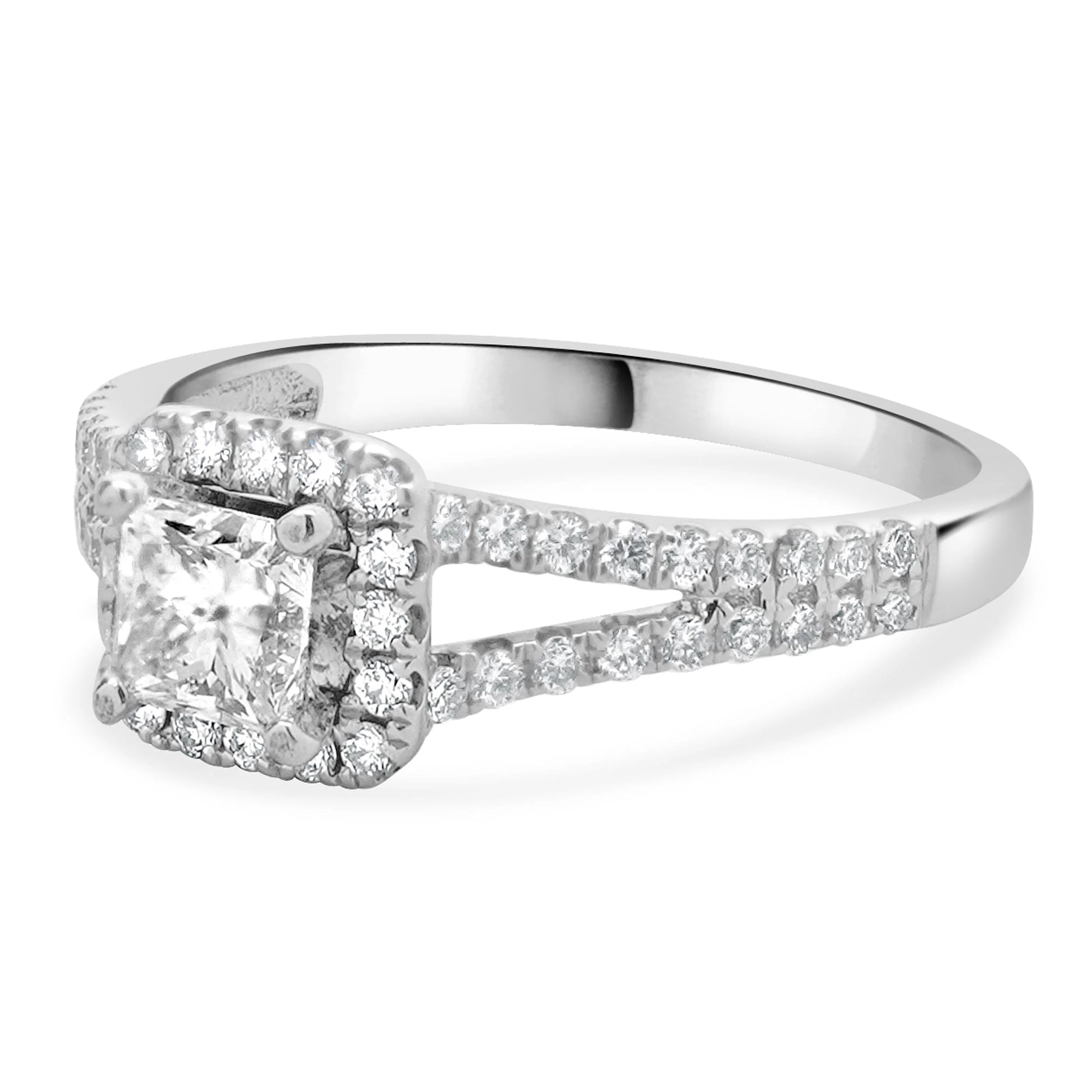 14 Karat White Gold Princess Cut Diamond Engagement Ring - Image 2