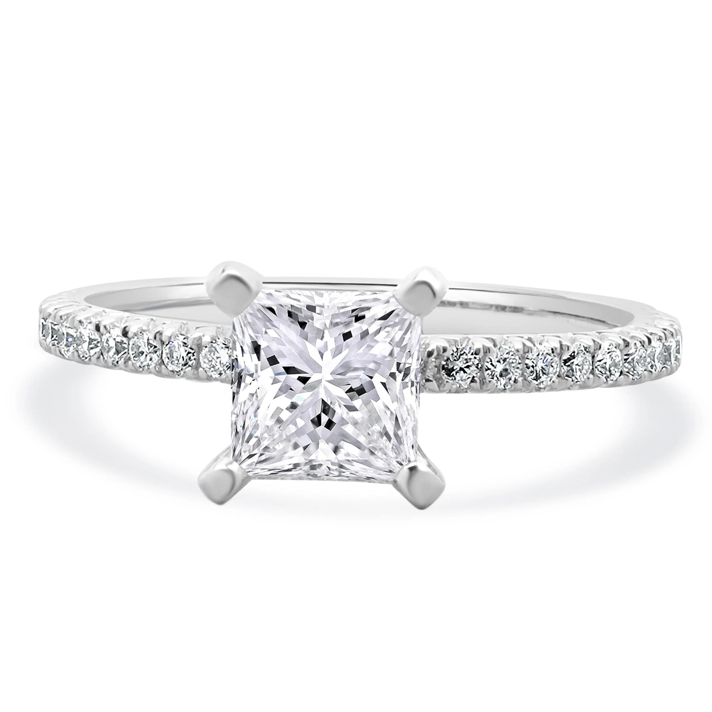 14 Karat White Gold Princess Cut Diamond Engagement Ring