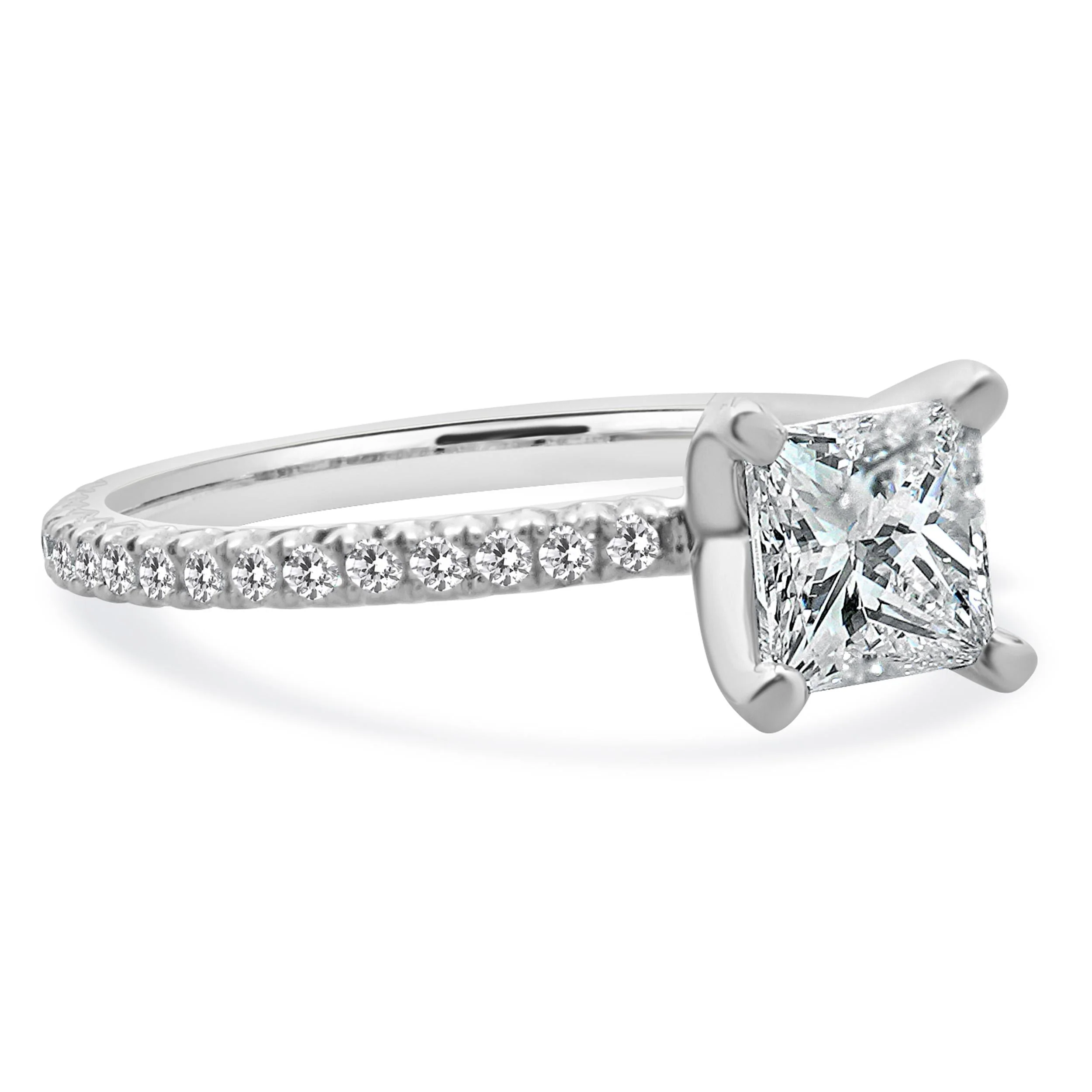 14 Karat White Gold Princess Cut Diamond Engagement Ring - Image 4