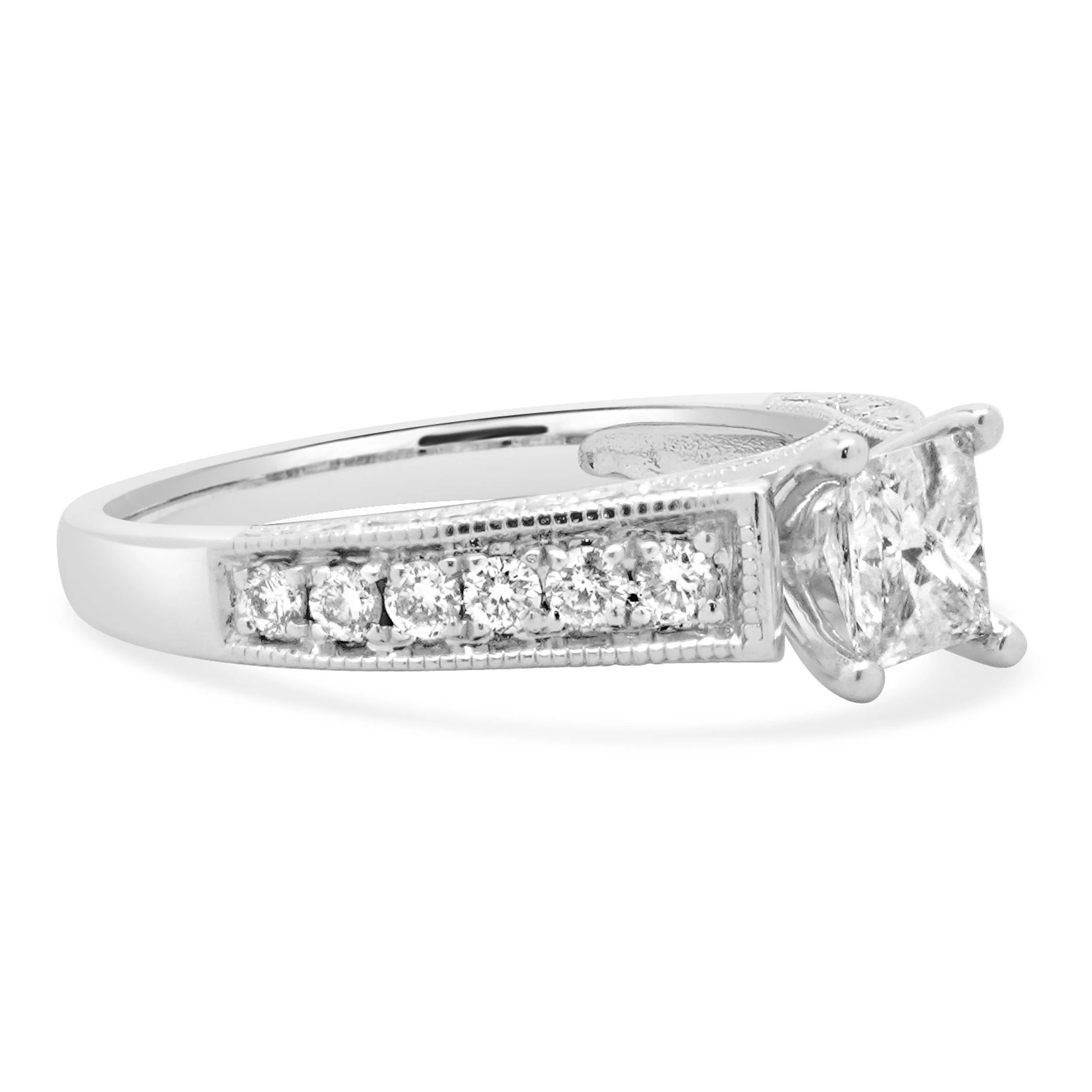 14 Karat White Gold Princess Cut Diamond Engagement Ring - Image 2