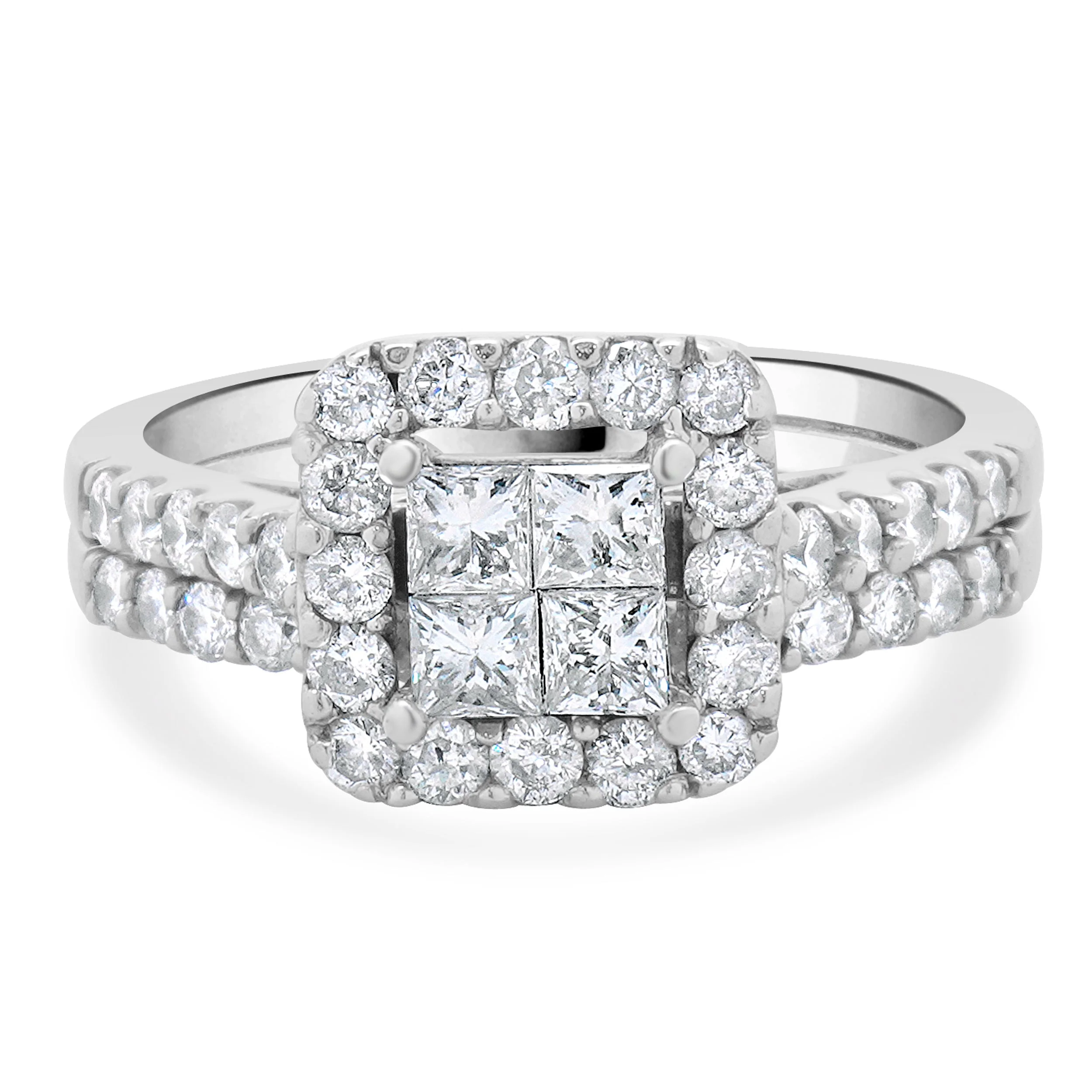 14 Karat White Gold Quad Set Diamond Engagement Ring