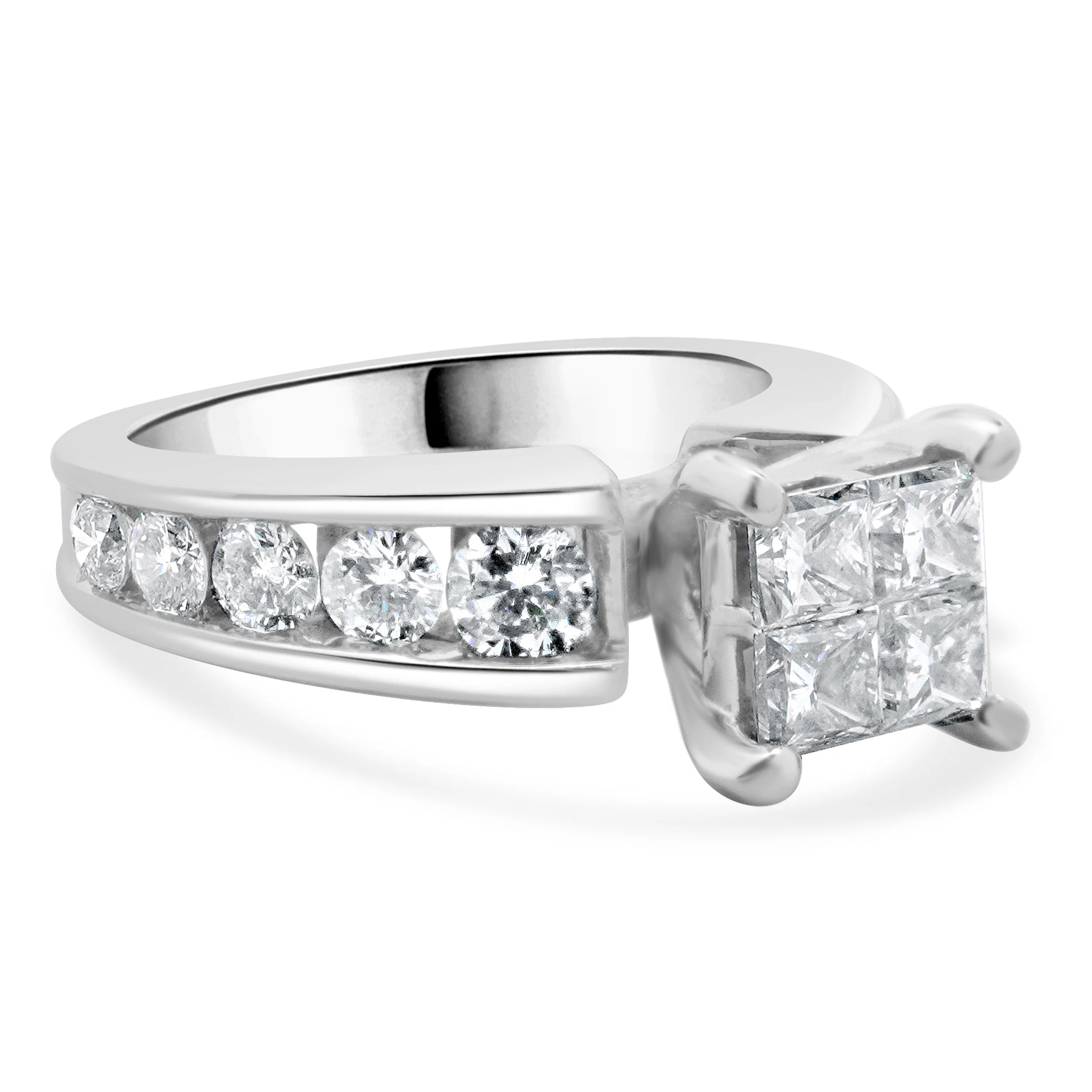 14 Karat White Gold Quad Set Princess Cut Diamond Engagement Ring - Image 4
