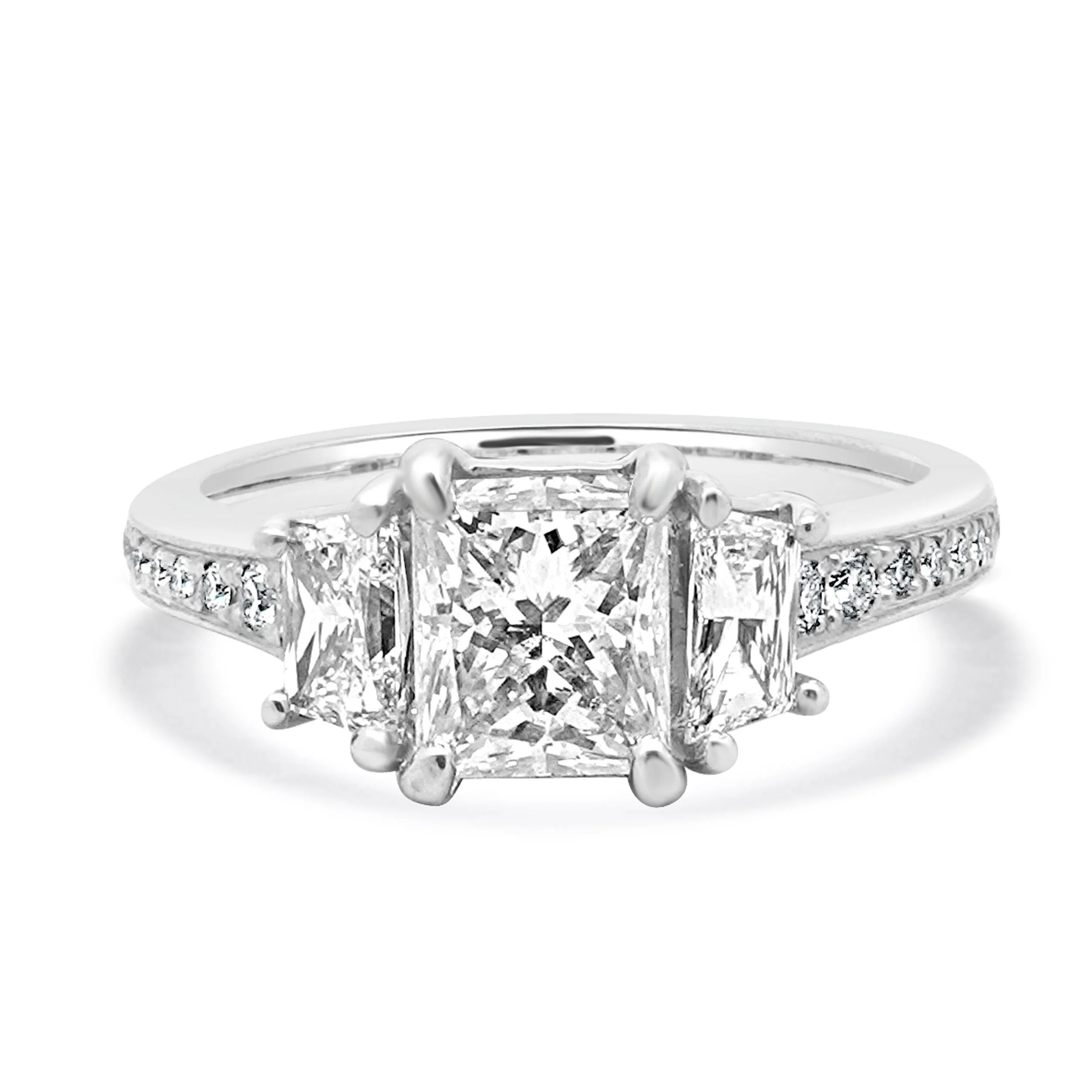 14 Karat White Gold Radiant Cut Diamond Engagement Ring