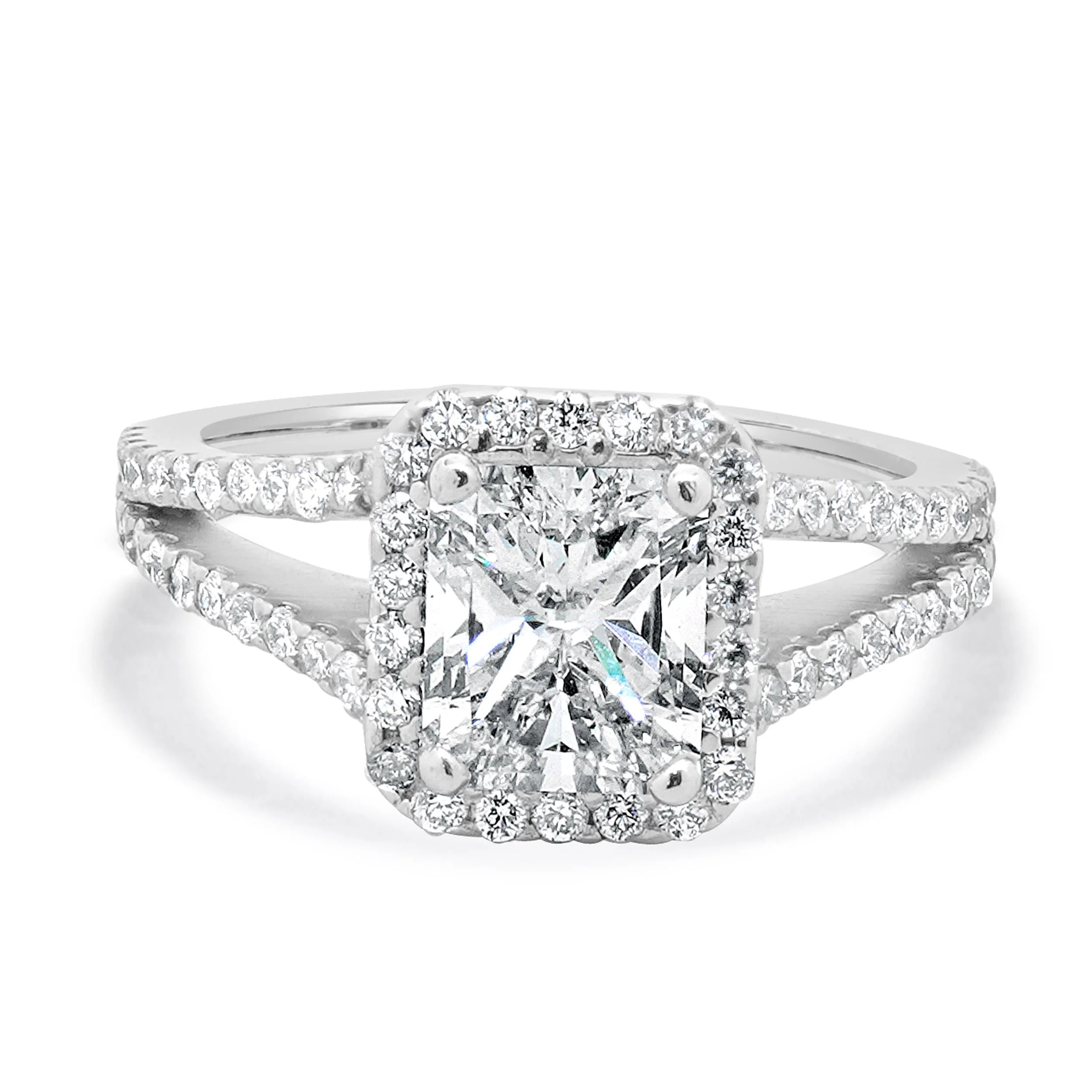 14 Karat White Gold Radiant Cut Diamond Engagement Ring