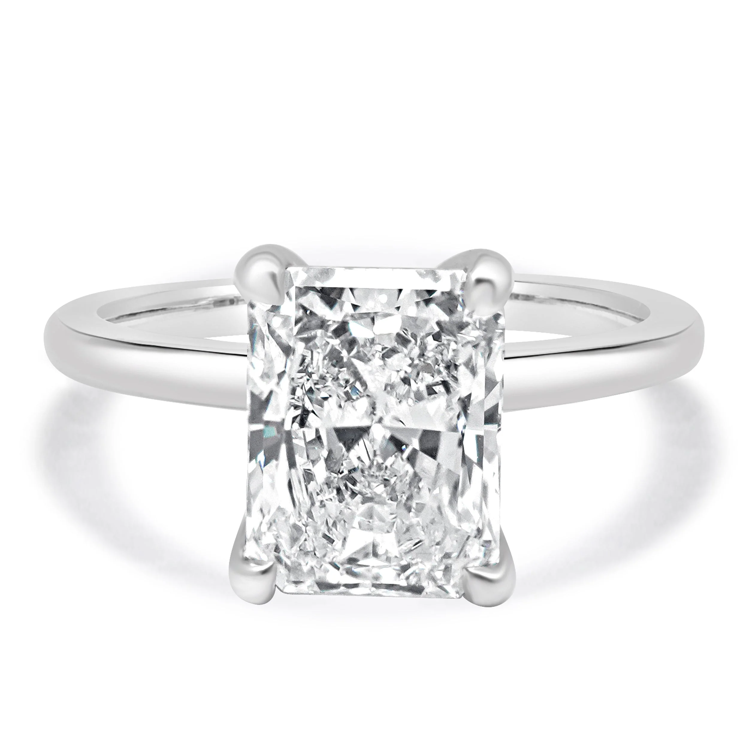 14 Karat White Gold Radiant Cut Solitaire Diamond Engagement Ring