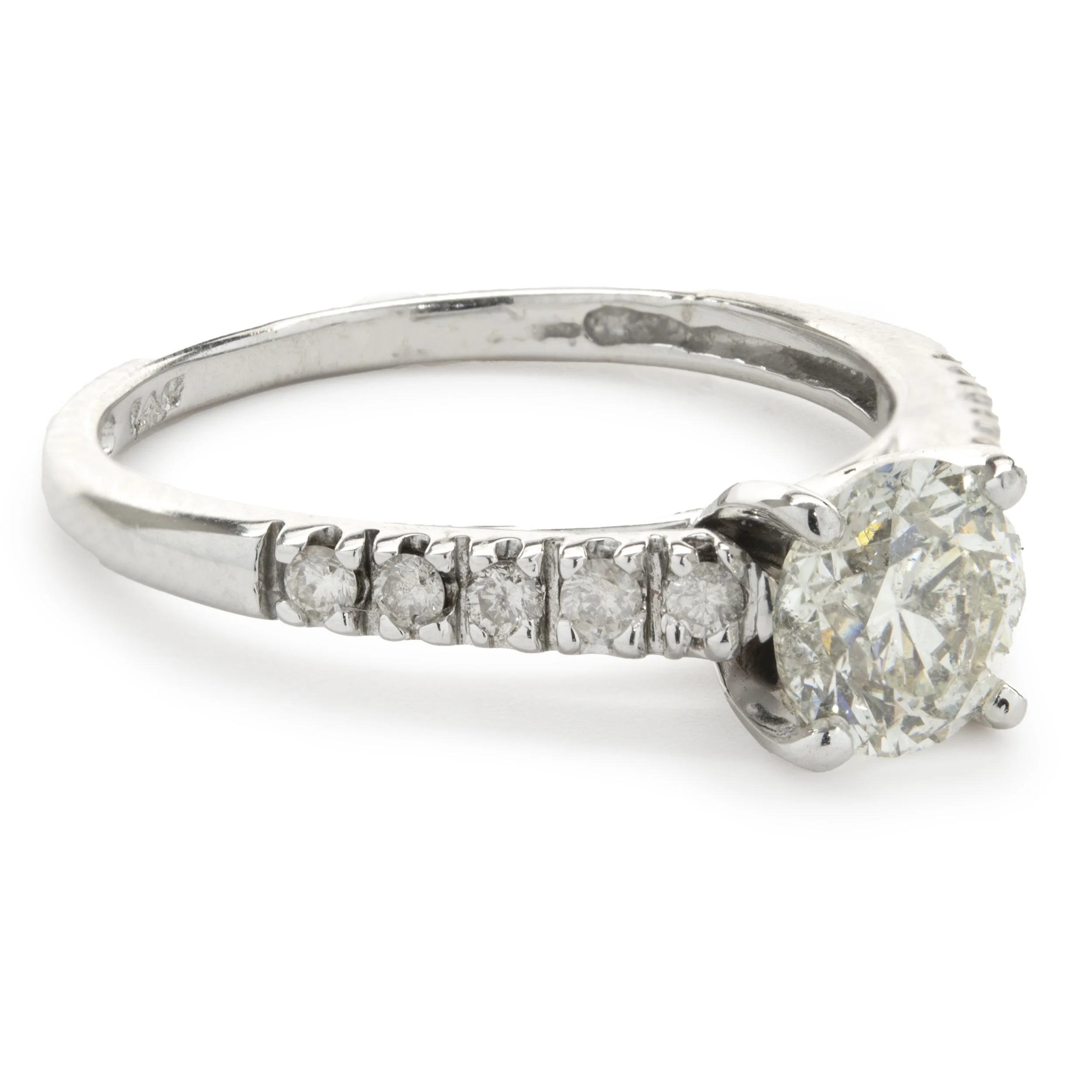 14 Karat White Gold Round Brilliant Cut Diamond Engagement Ring - Image 3