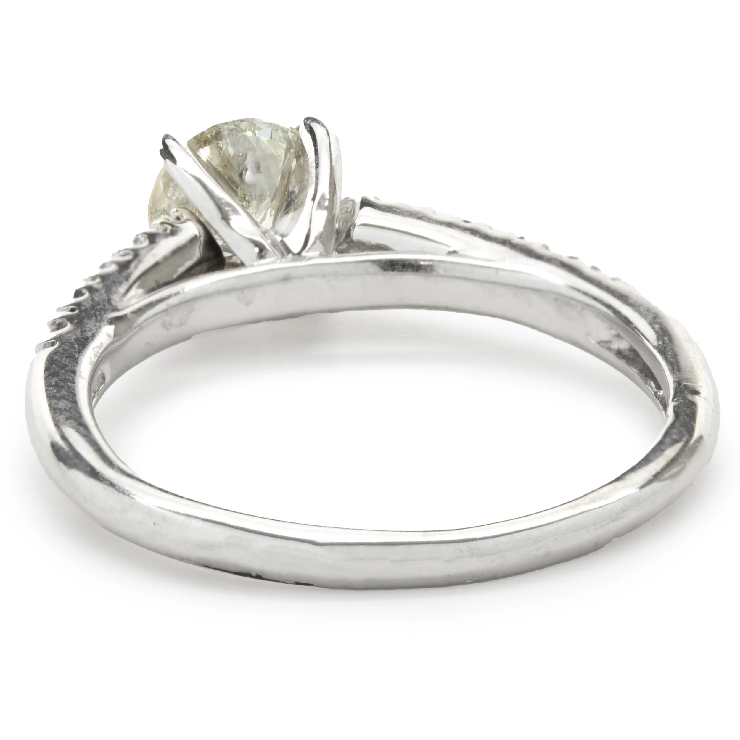 14 Karat White Gold Round Brilliant Cut Diamond Engagement Ring - Image 4